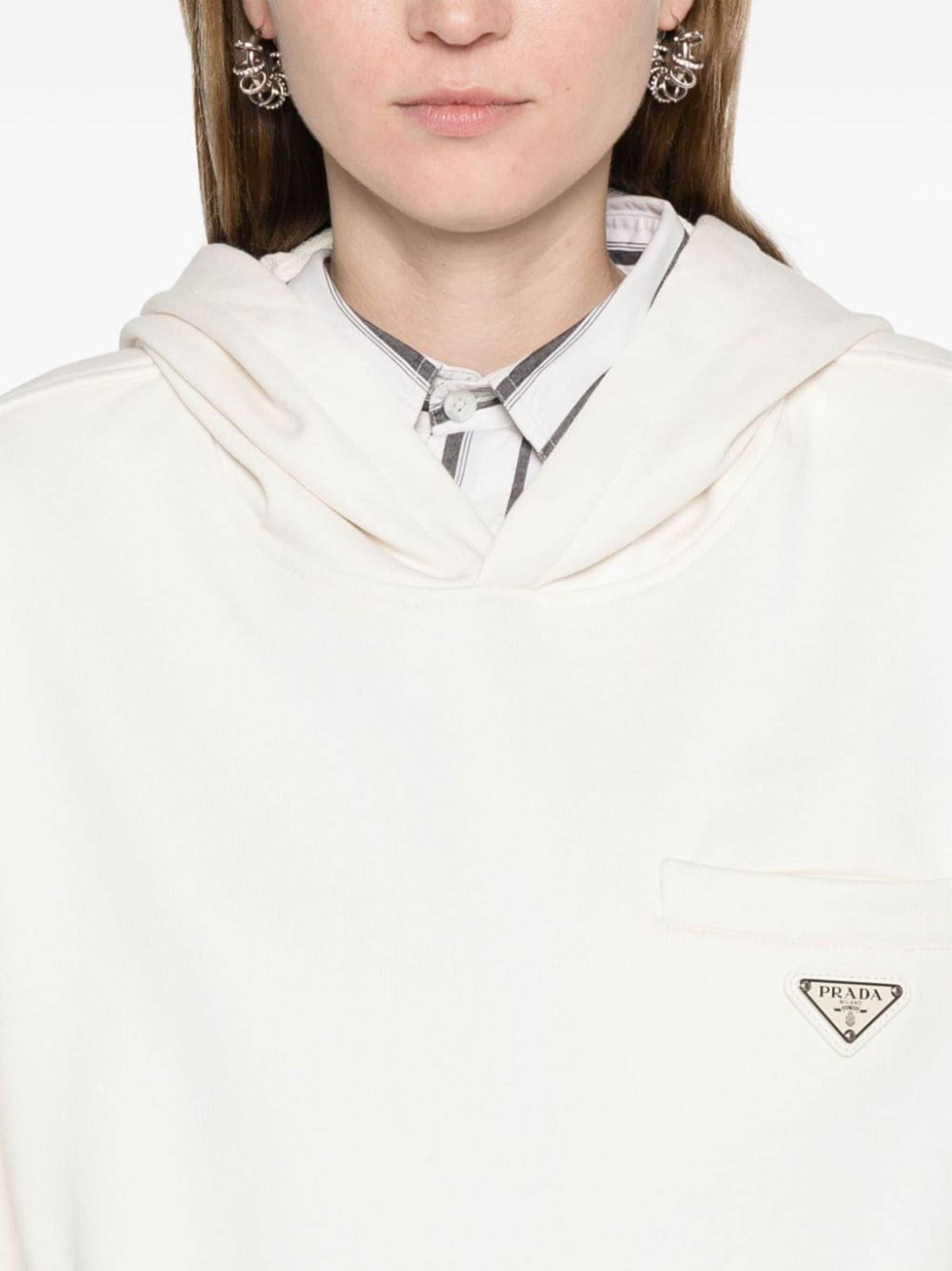 triangle-logo cotton hoodie - 1