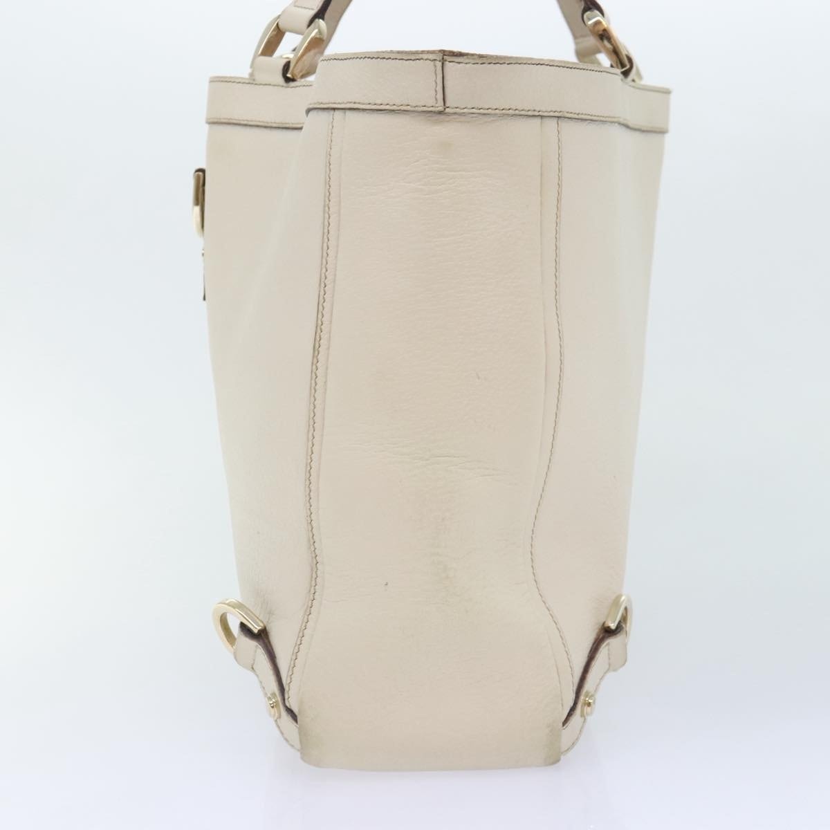GUCCI Tote Bag Leather White Gold - 4