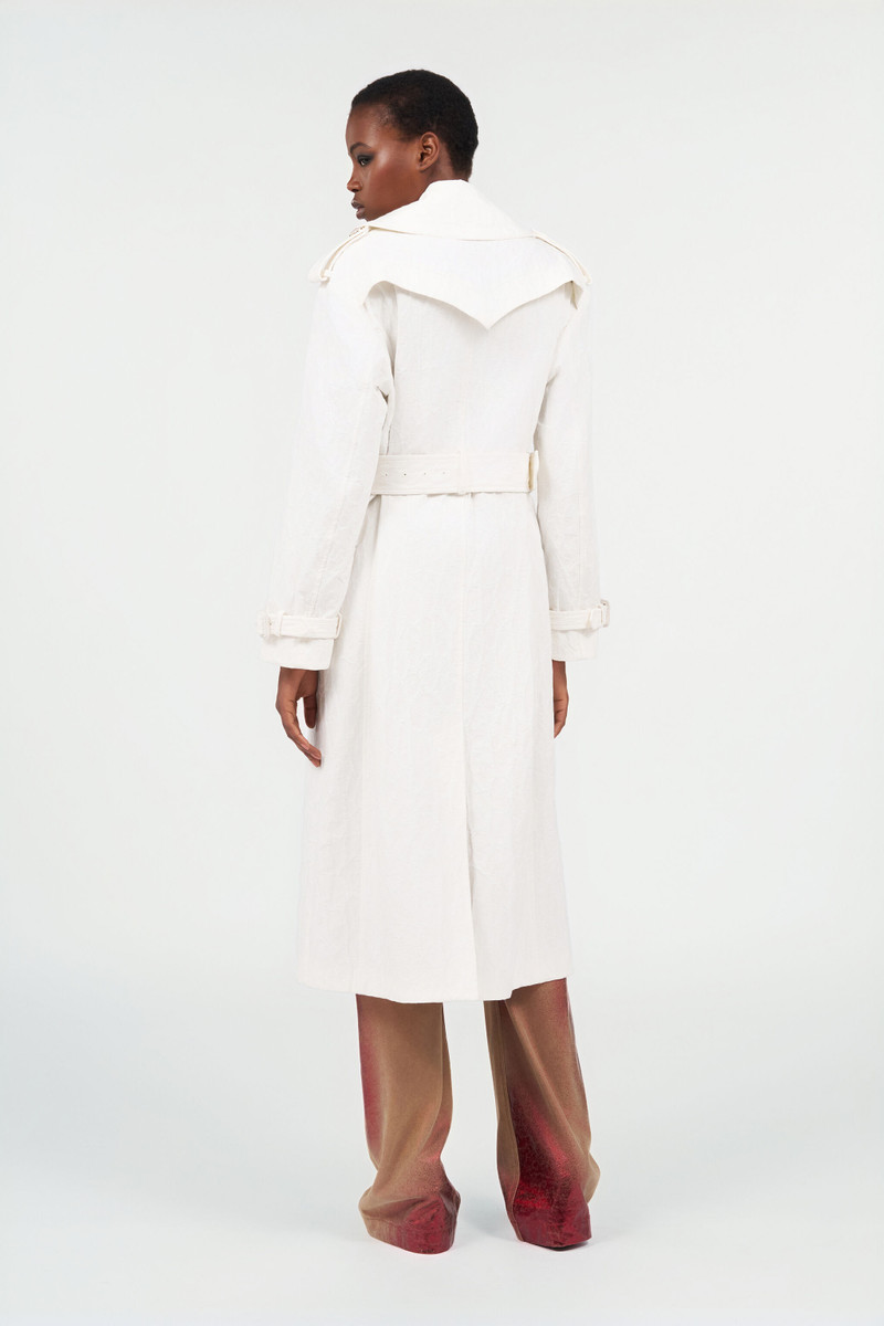 Leopard-pattern cotton jacquard trench coat 4