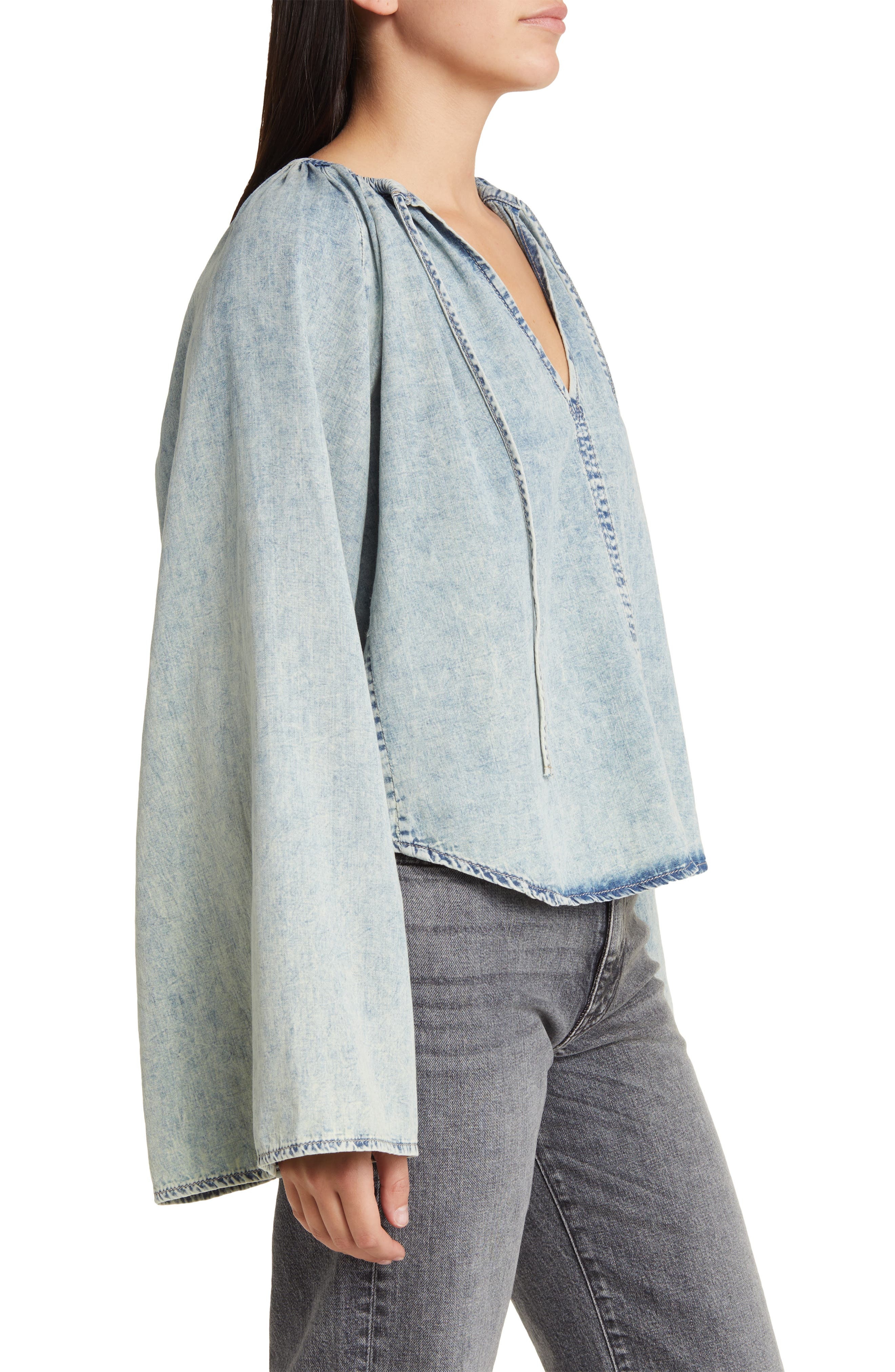 Tie Neck Denim Top - 3
