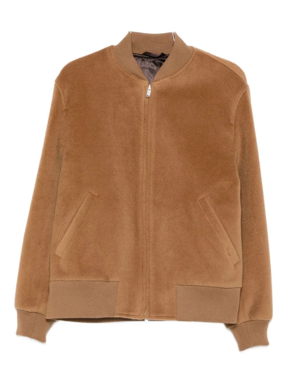 ribbed-collar wool jacket - 1