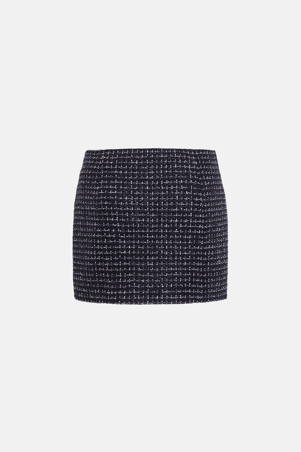 SEQUIN CHECKED TWEED LOW WAIST MINI SKIRT, BUTTONS - 2