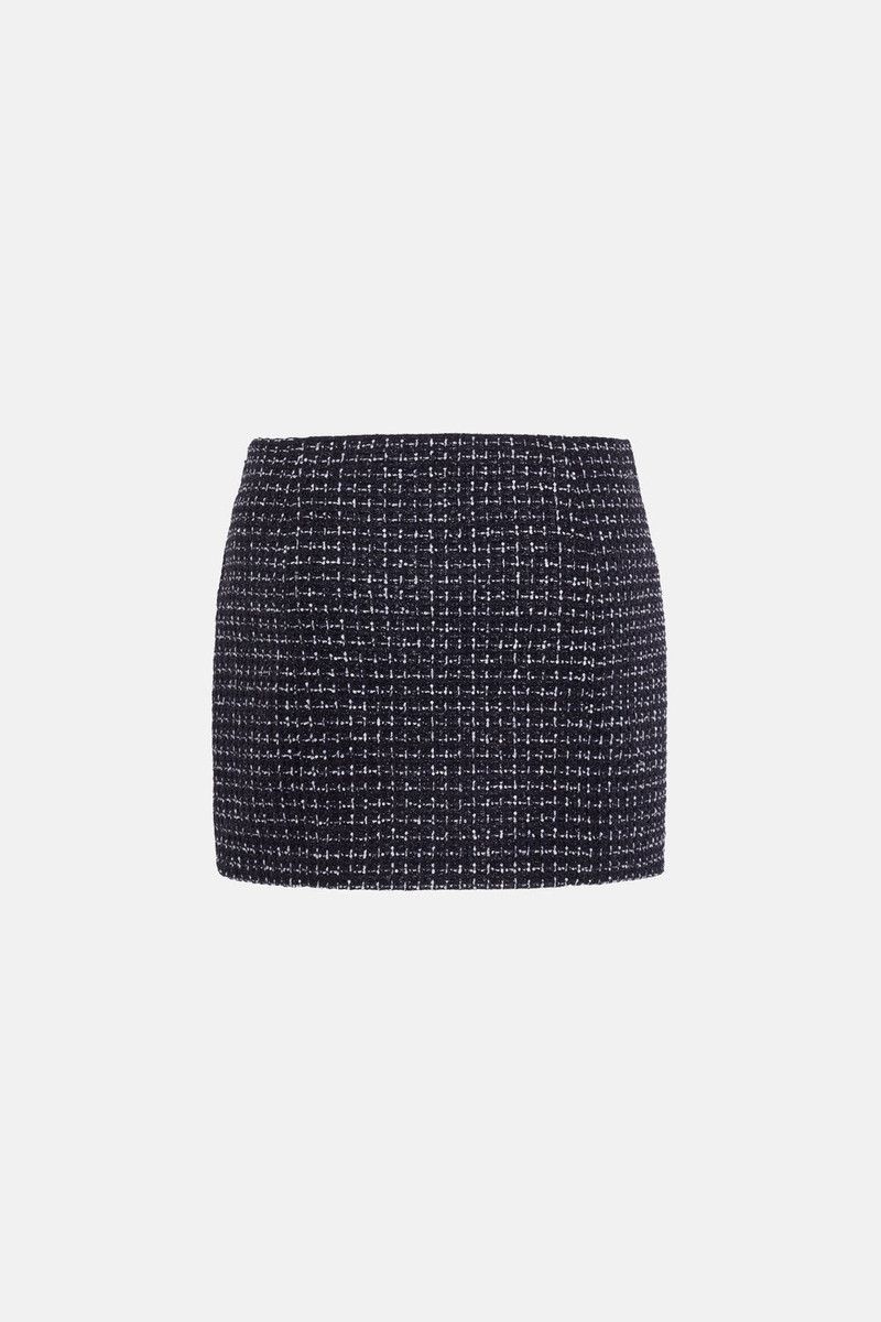 SEQUIN CHECKED TWEED LOW WAIST MINI SKIRT, BUTTONS 2