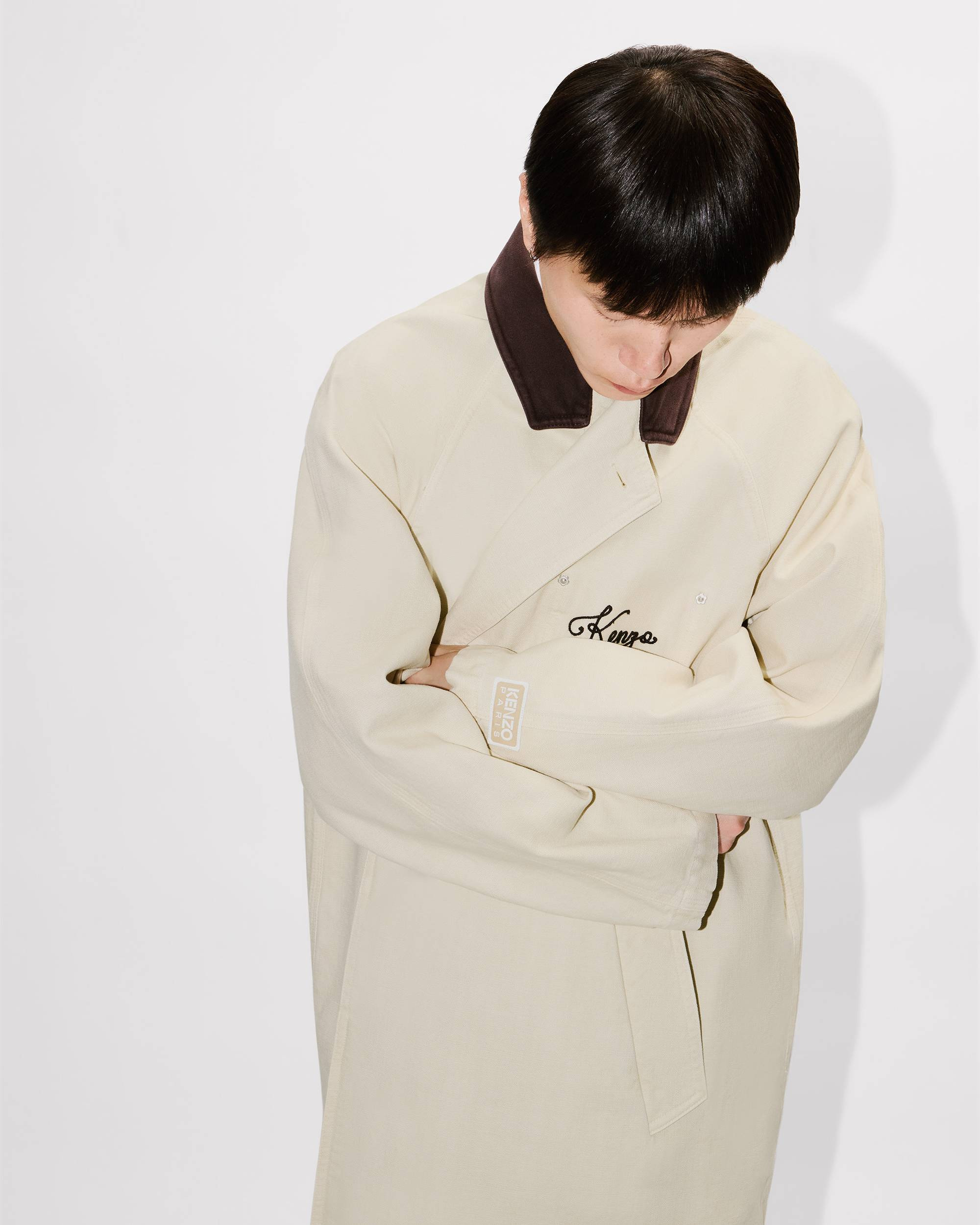 'KENZO Paris Chainstitch' wrap coat in washed cotton - 6