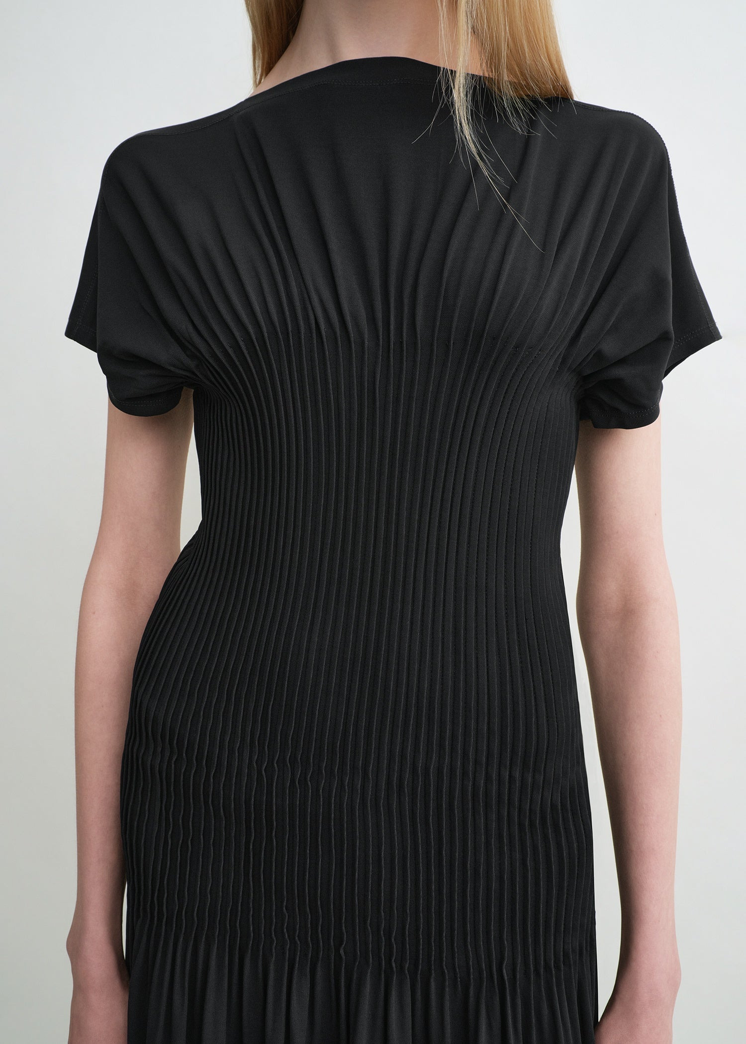 Knife-pleated jersey dress black - 5