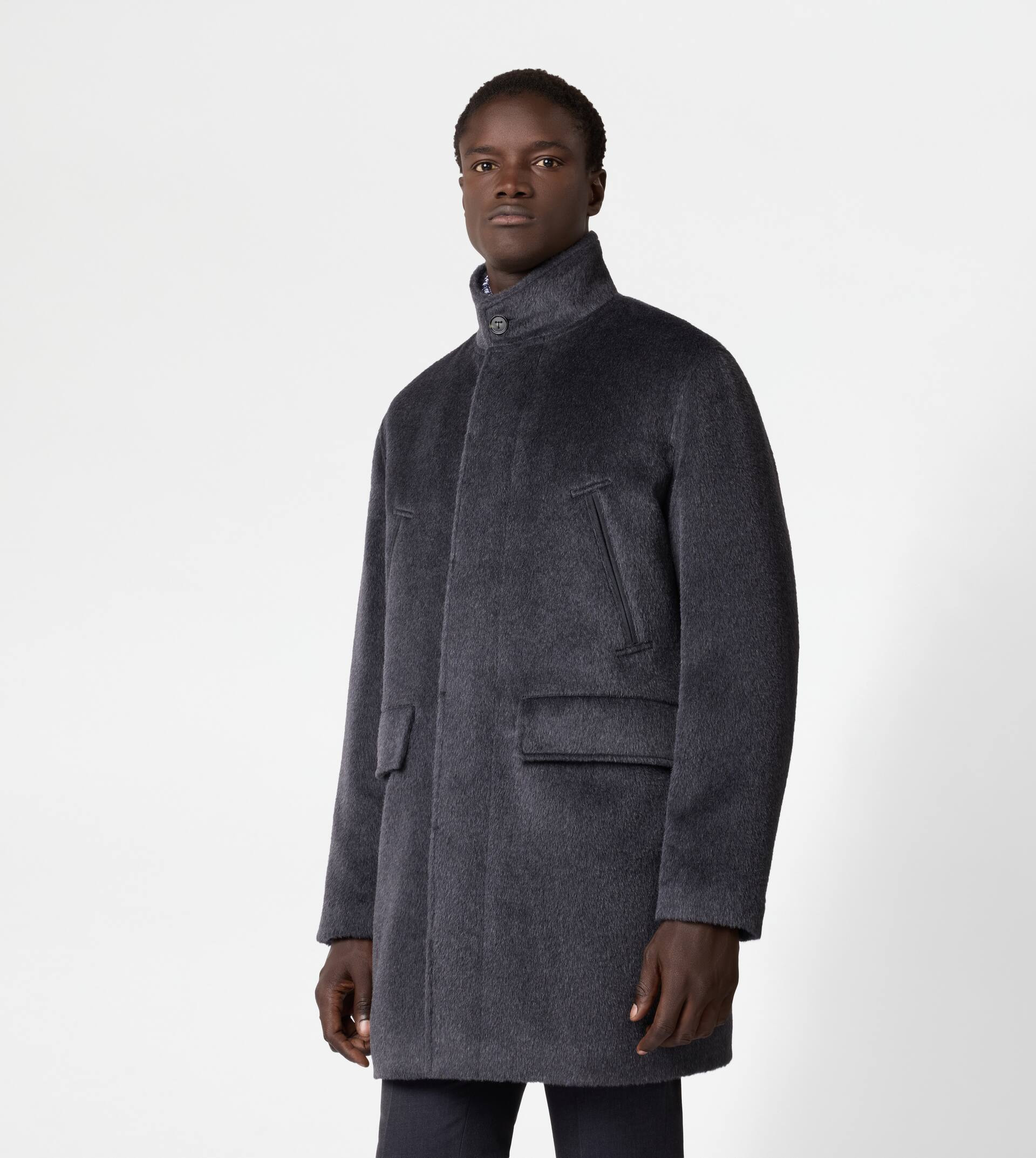 SHORT COAT IN WOOL - GREY - 4
