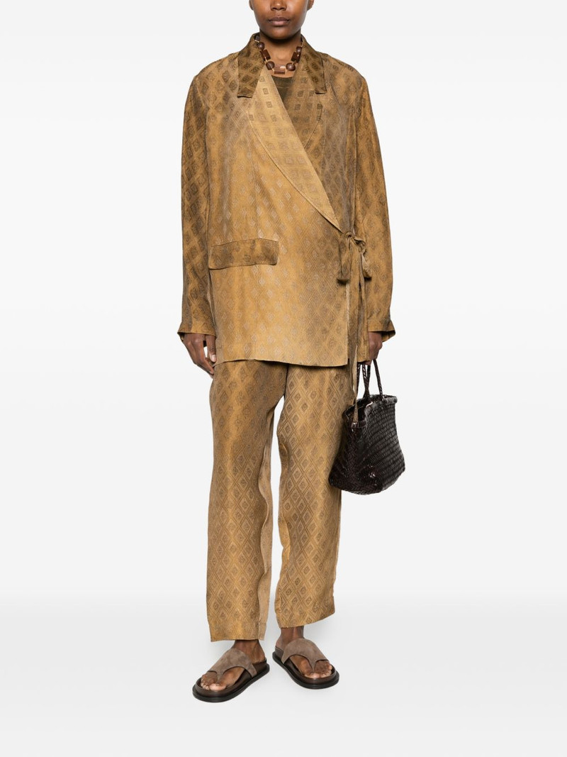 UMA WANG diamond-pattern tie-waist blazer outlook