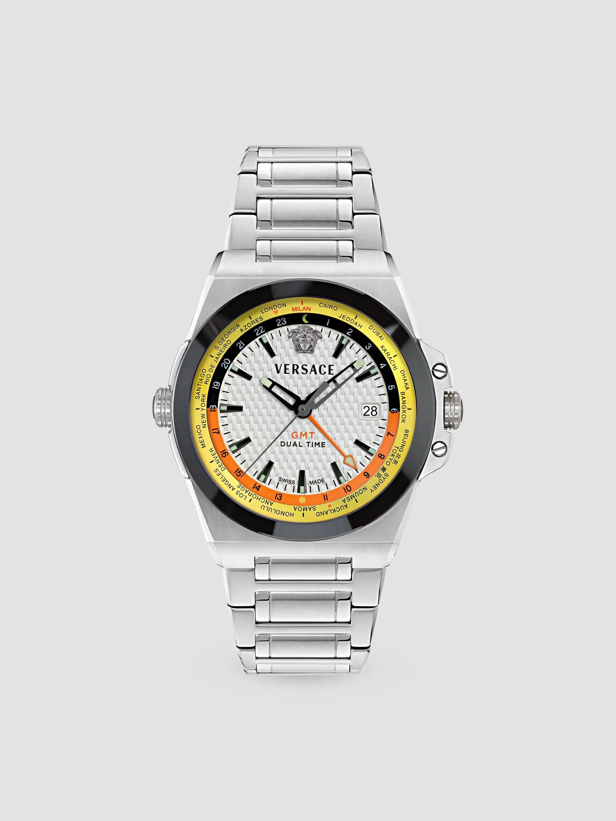 Men's Greca Reaction Stainless Steel Bracelet Watch/44MM - White - 1