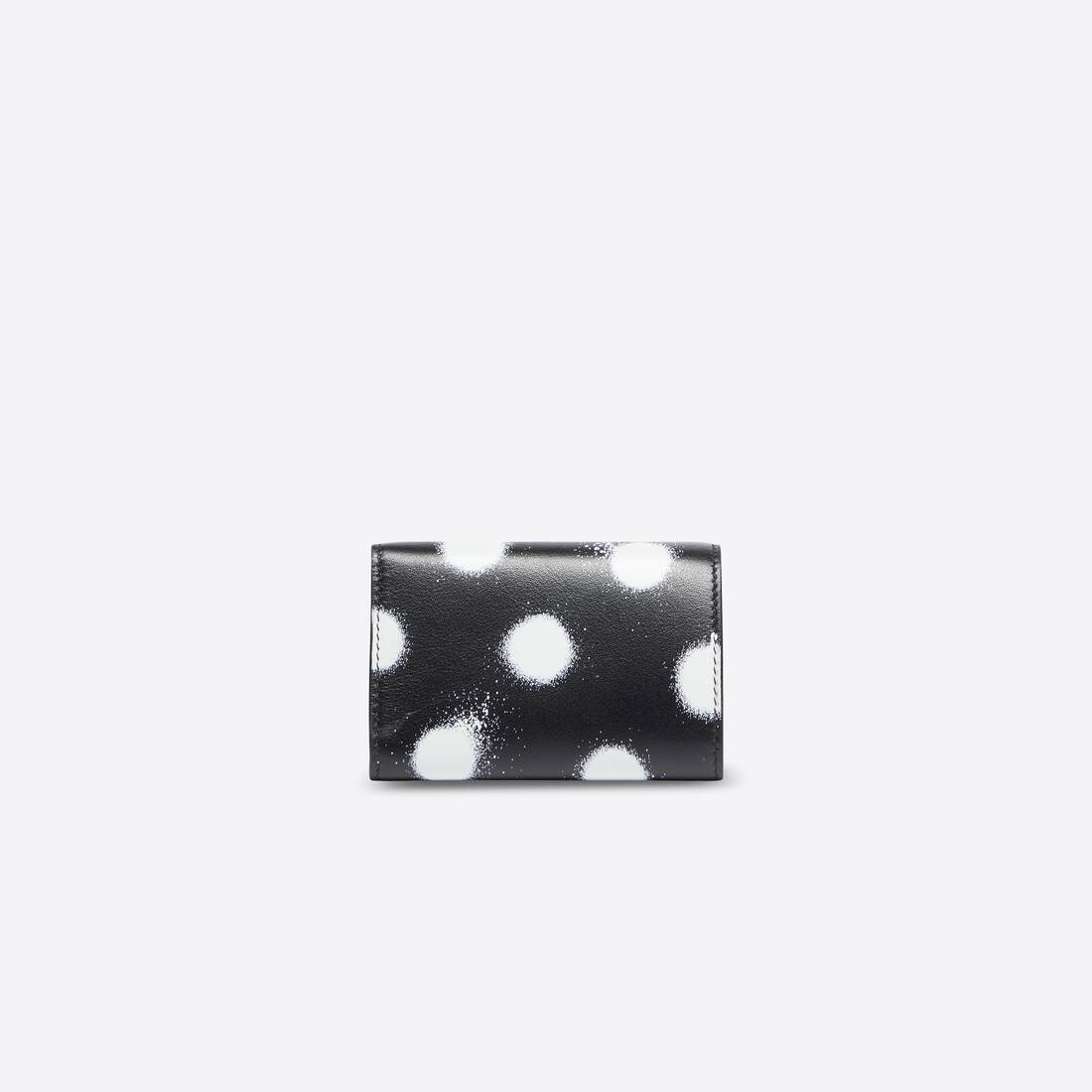 Women's Papier Mini Wallet Sprayed Polka Dots Printed in Black - 3