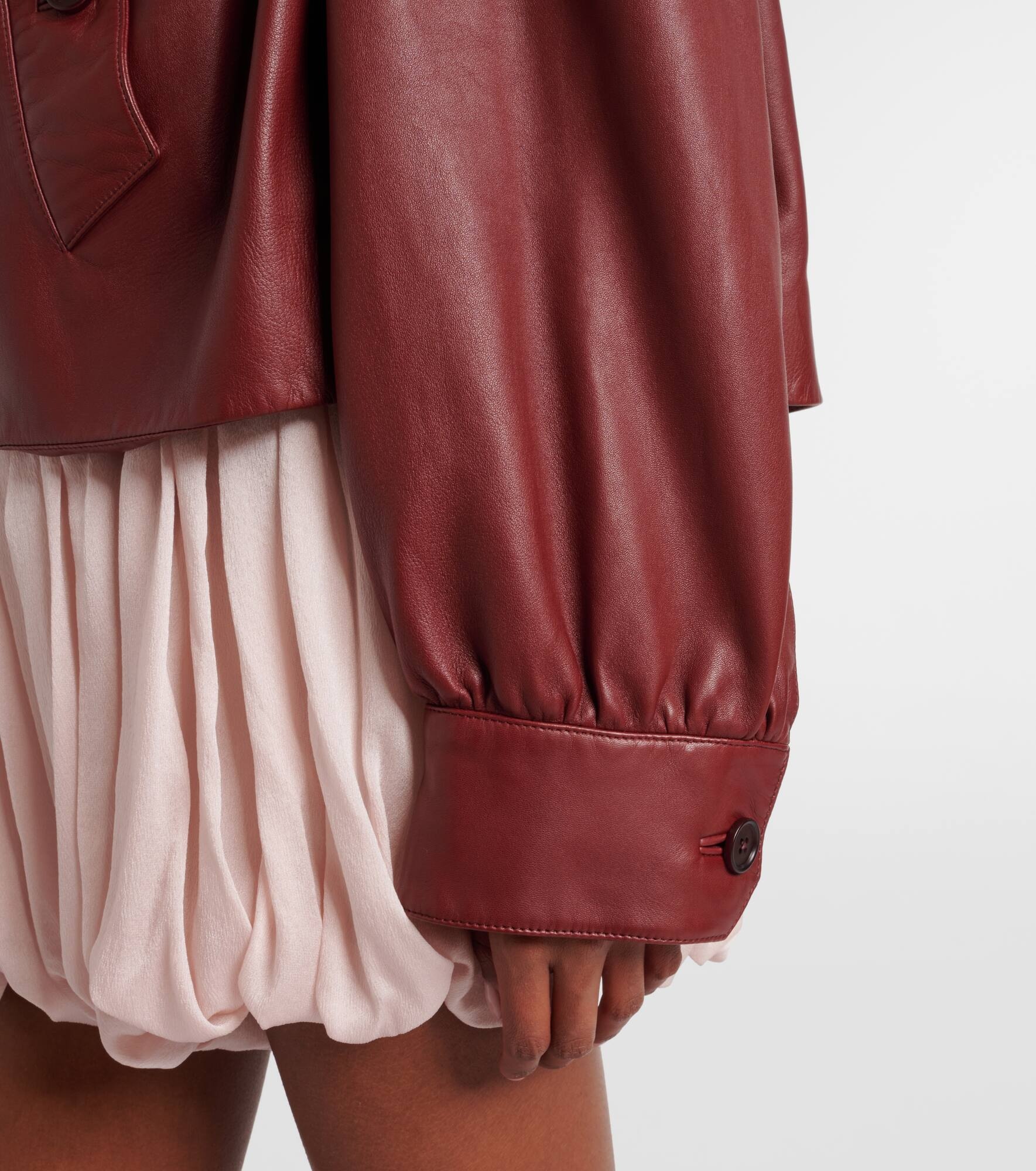 Cropped leather jacket - 5