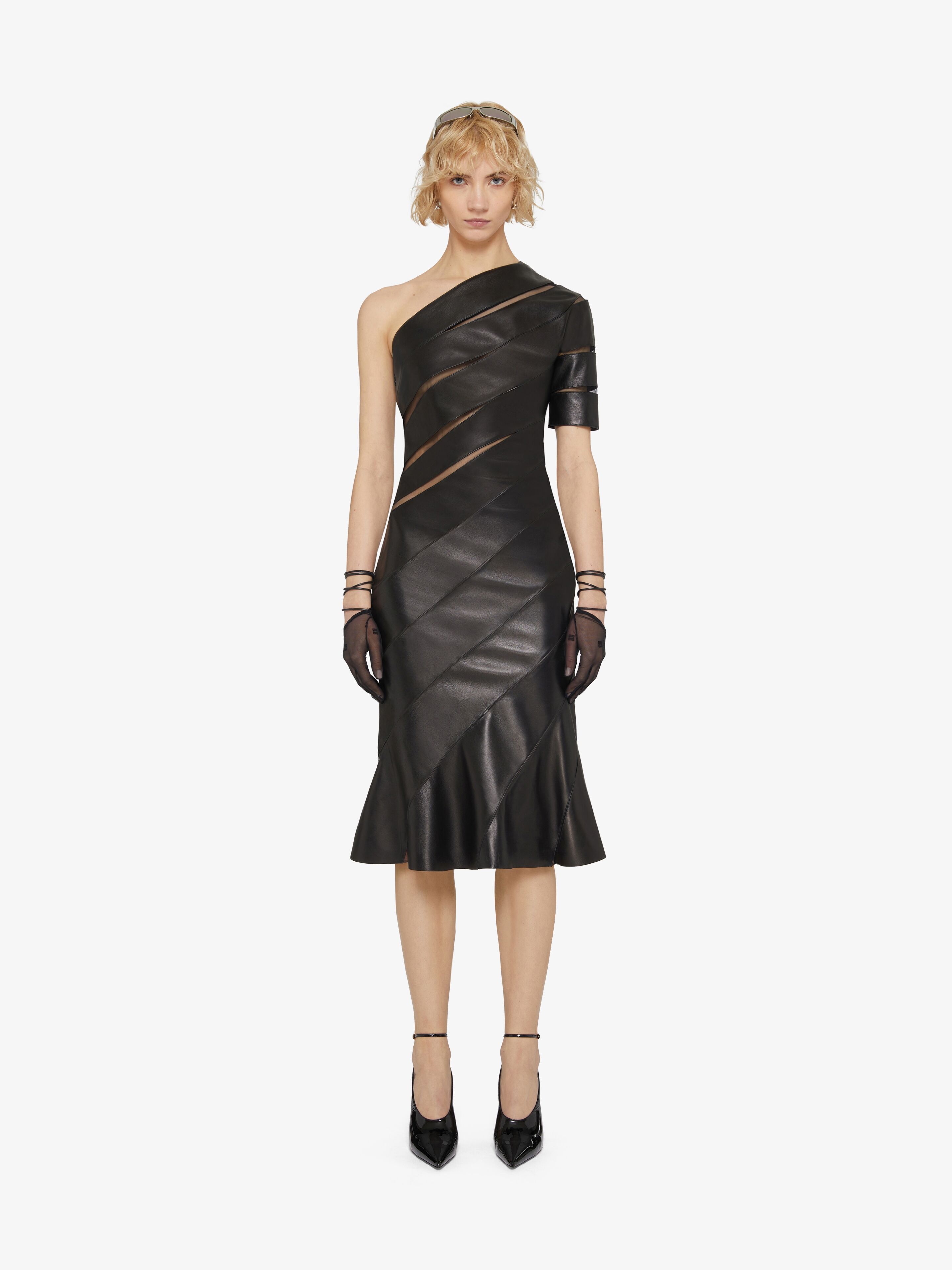ASYMMETRICAL DRESS WITH LEATHER BANDS - 2