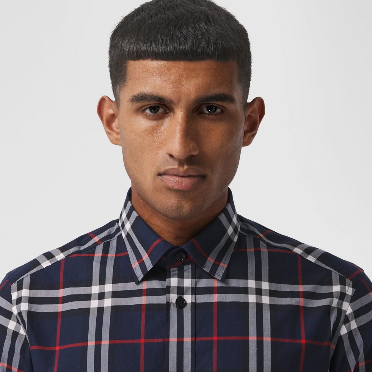 Short-sleeve Check Cotton Poplin Shirt - 3