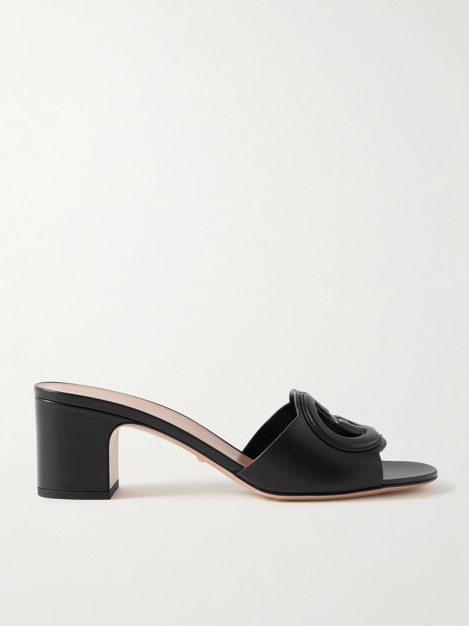 Cutout leather mules Black - 1