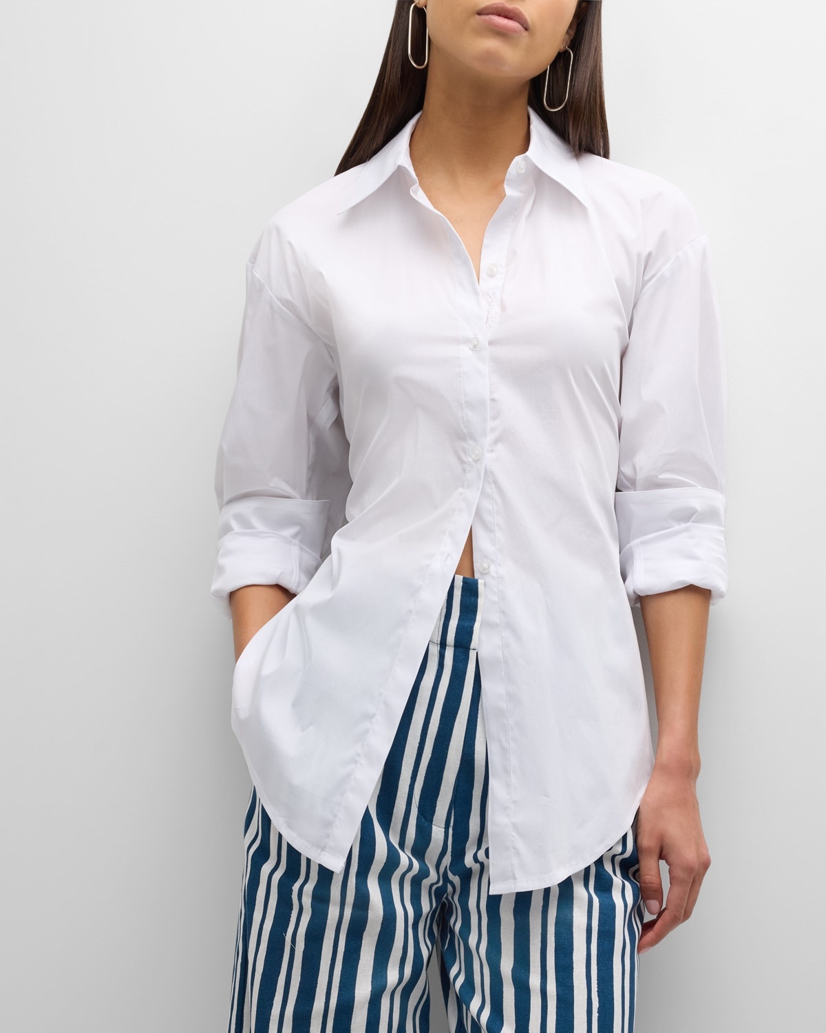 Loch Stretch Cotton Poplin Button-Front Shirt - 6