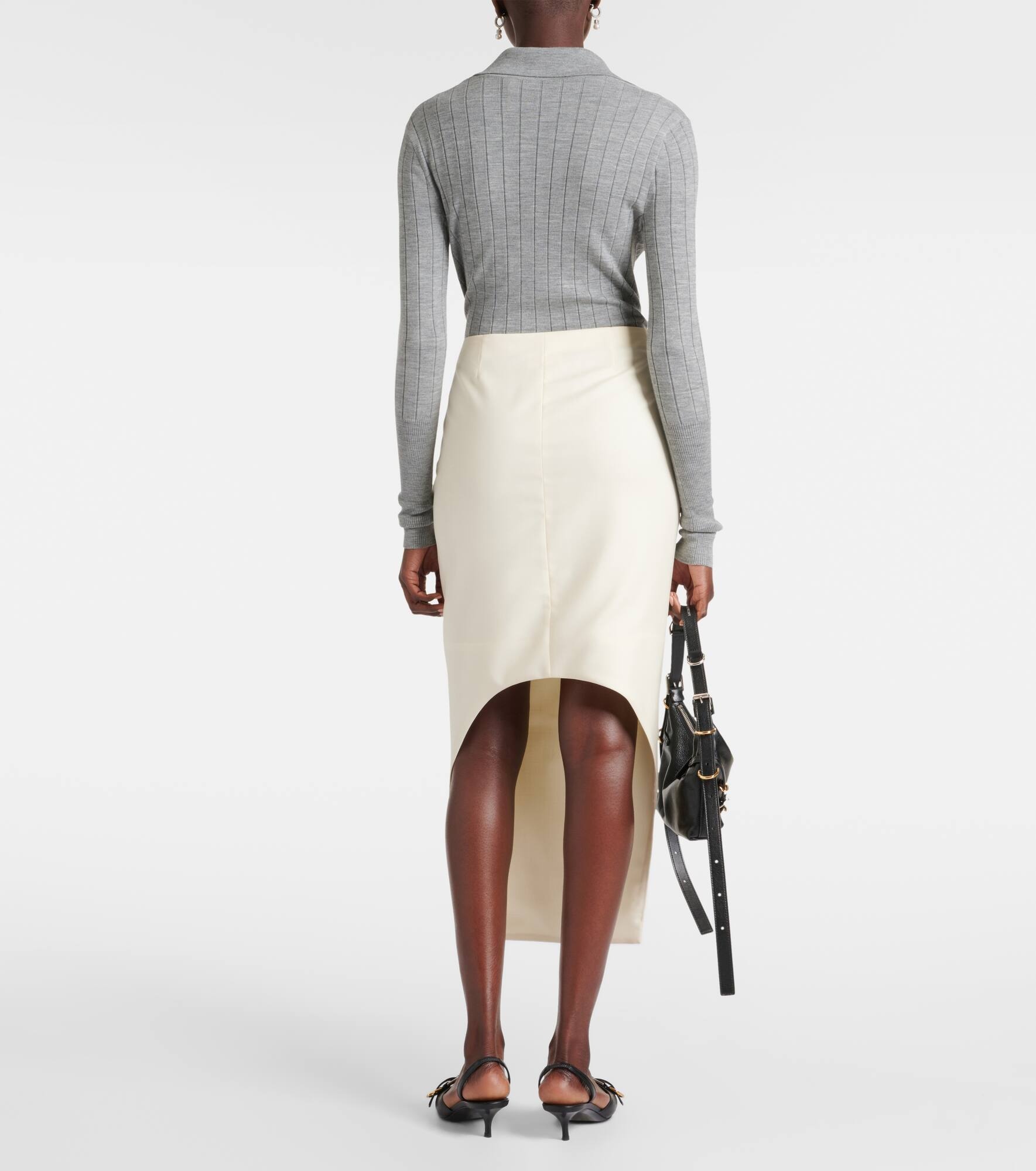 Asymmetric mohair and wool midi skirt - 3