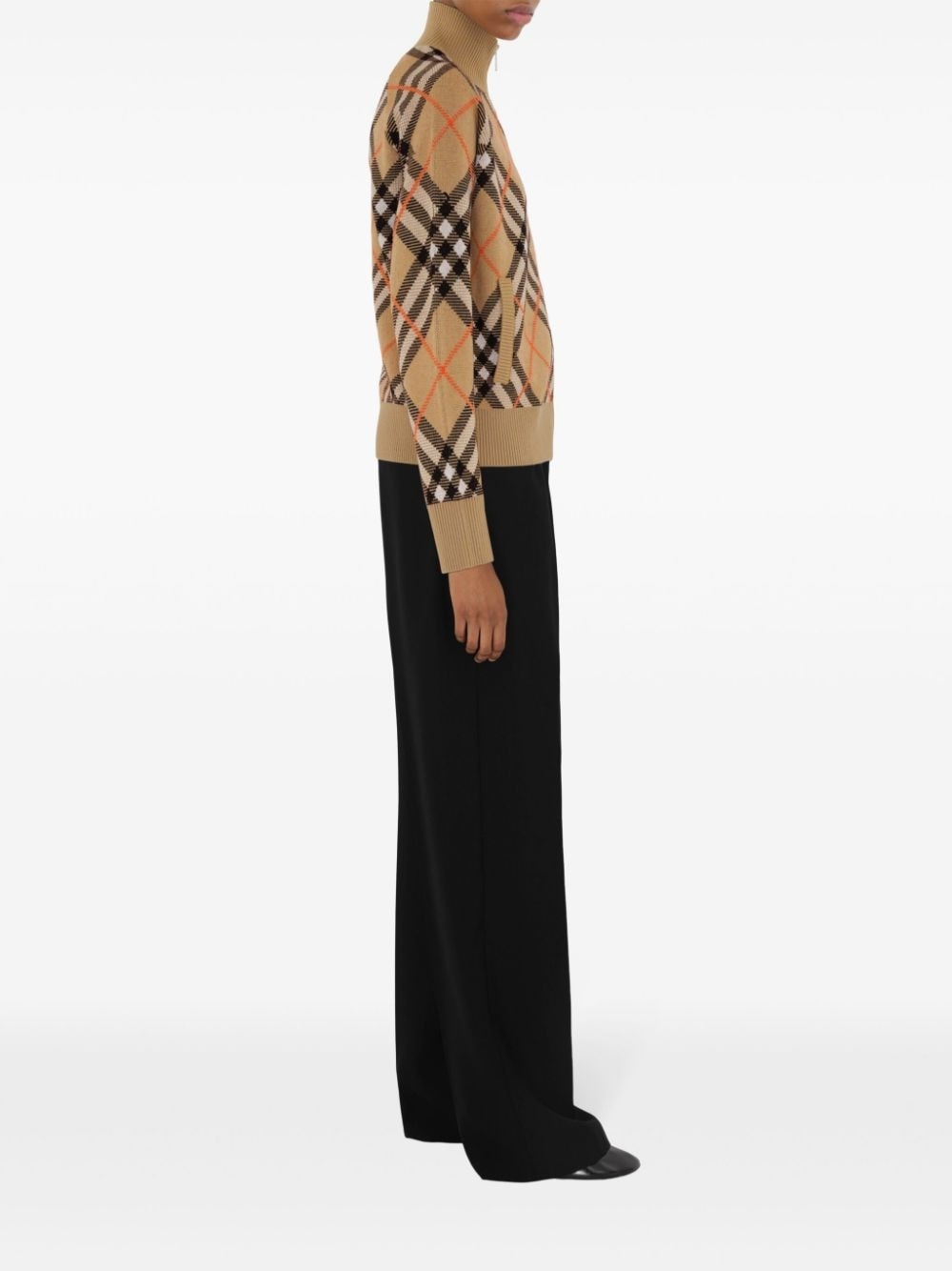 check-pattern cardigan - 3