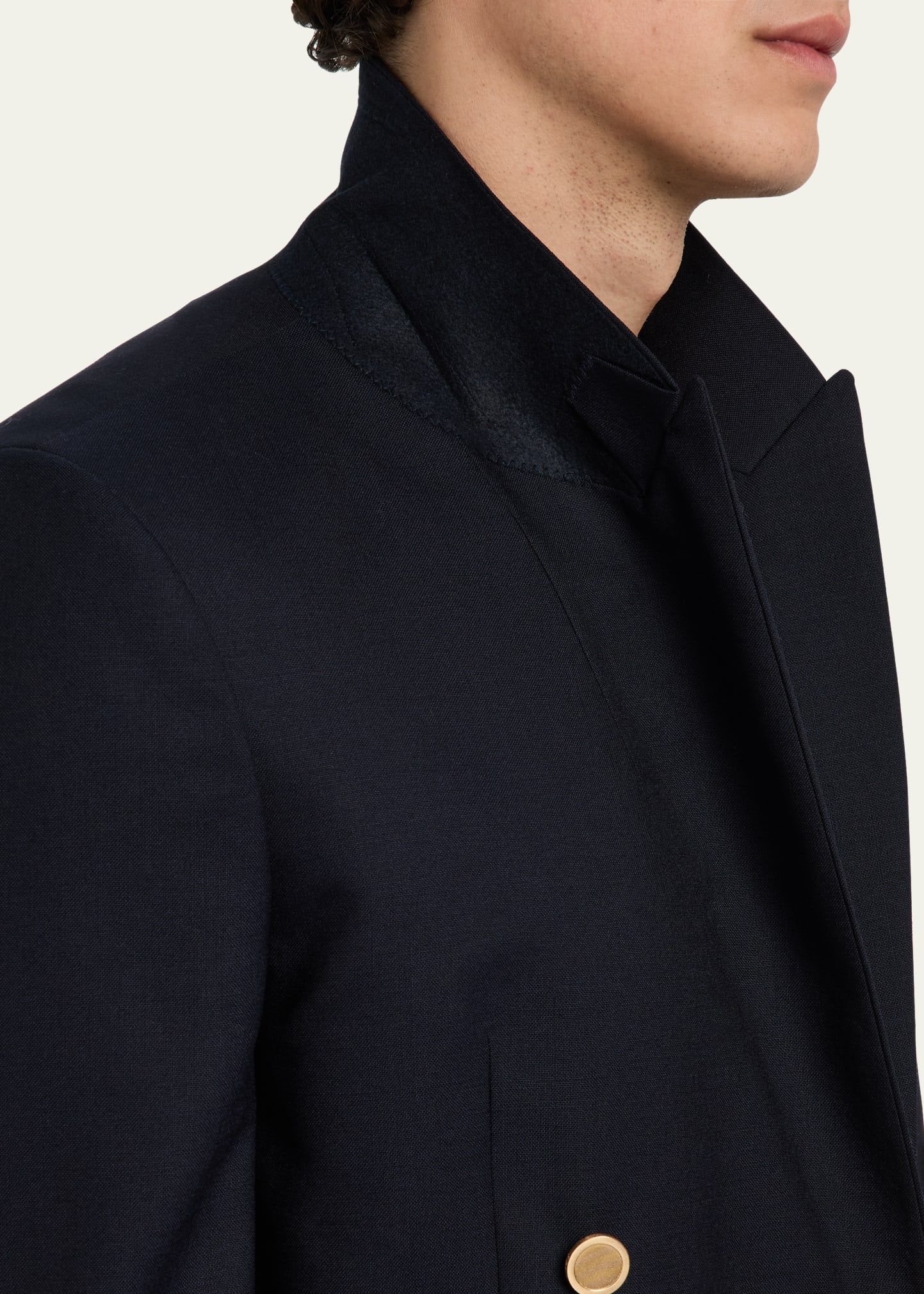 Men's Double-Breasted Wool Blazer Jacket - 6