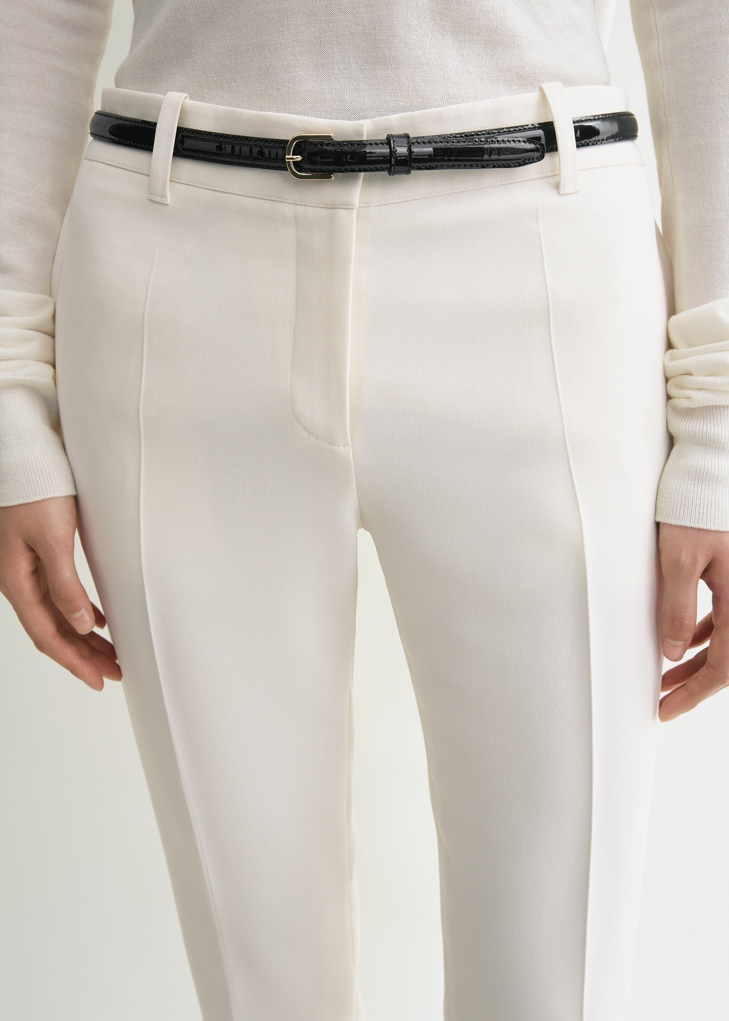 Low-waist slim trousers ecru - 5