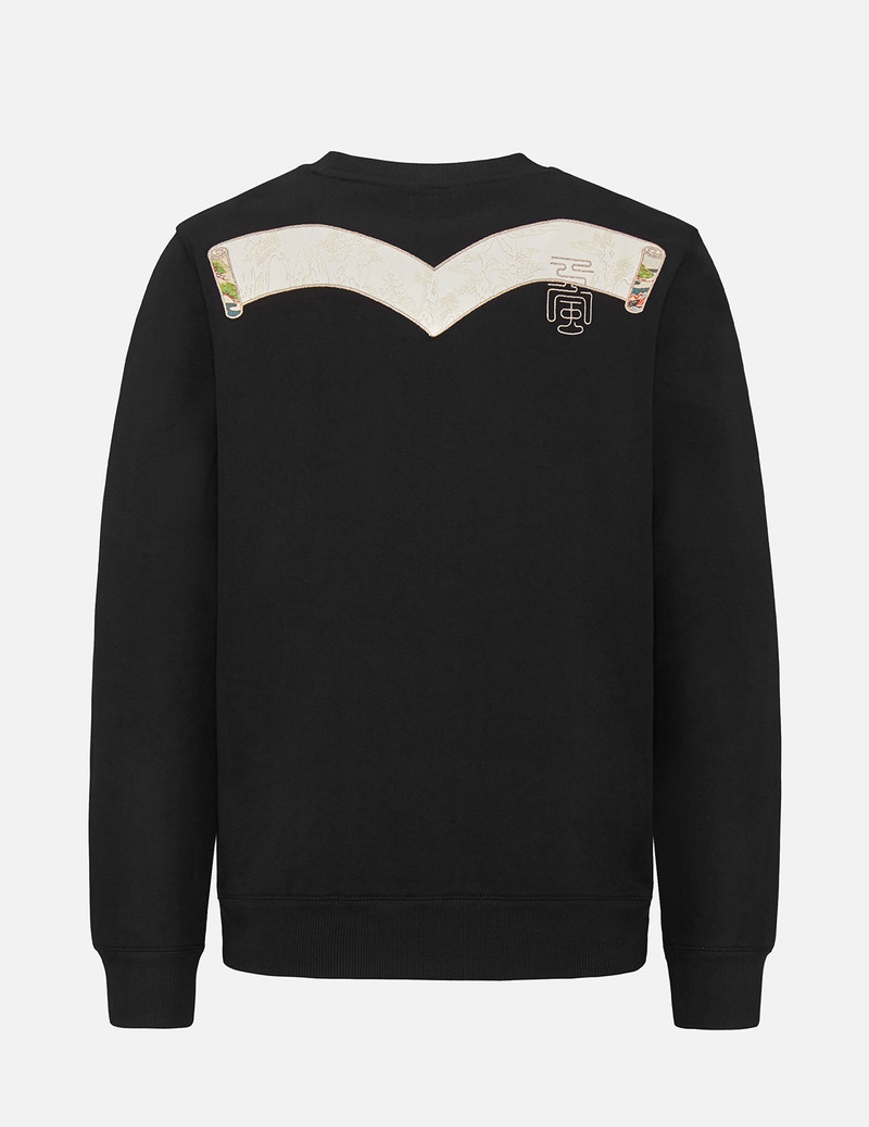 KAMON FOIL-PRINT AND SCROLL DAICOCK APPLIQUÉ SWEATSHIRT 2