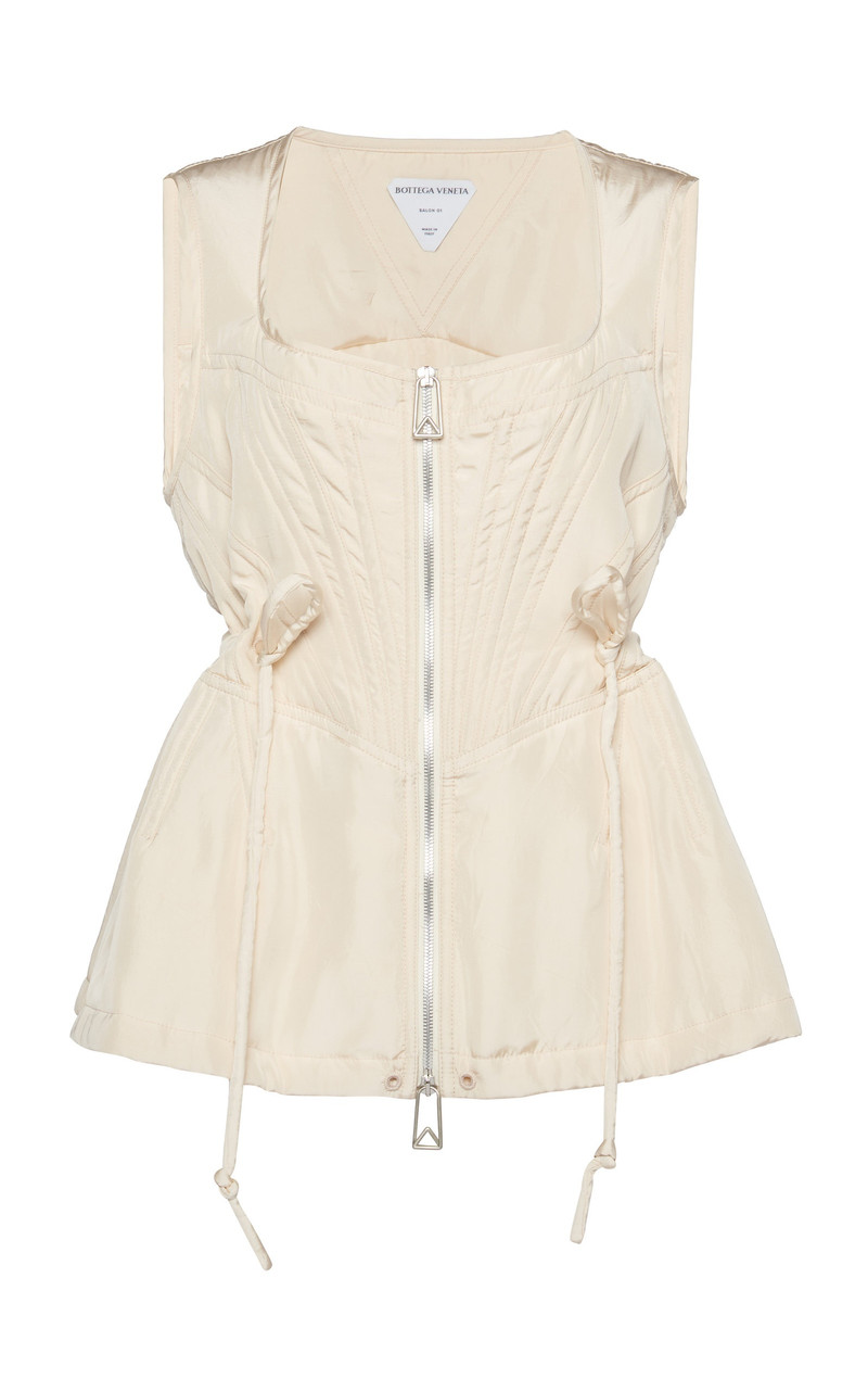 Zip-Front Washed Shell Top white - 1