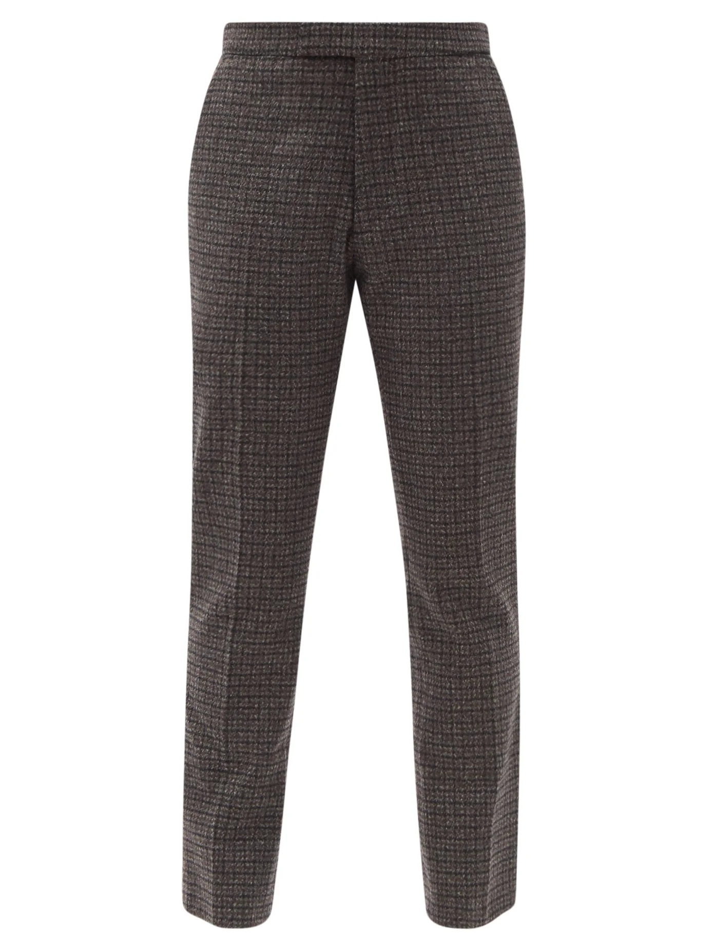 Zip-cuff check wool-blend tailored trousers - 1