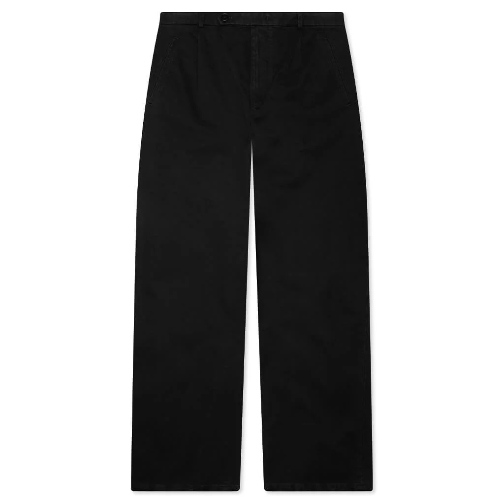 COTTON DRILL TROUSERS - BLACK - 1