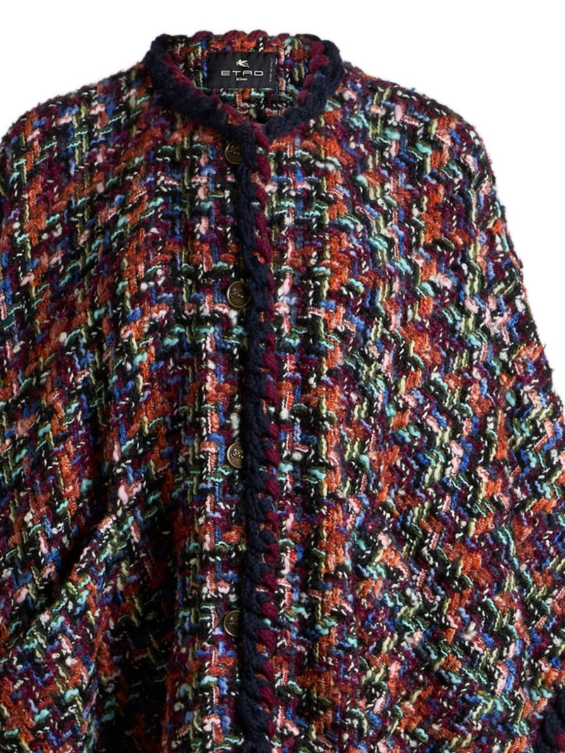 Etro tweed pom-pom trim cape outlook