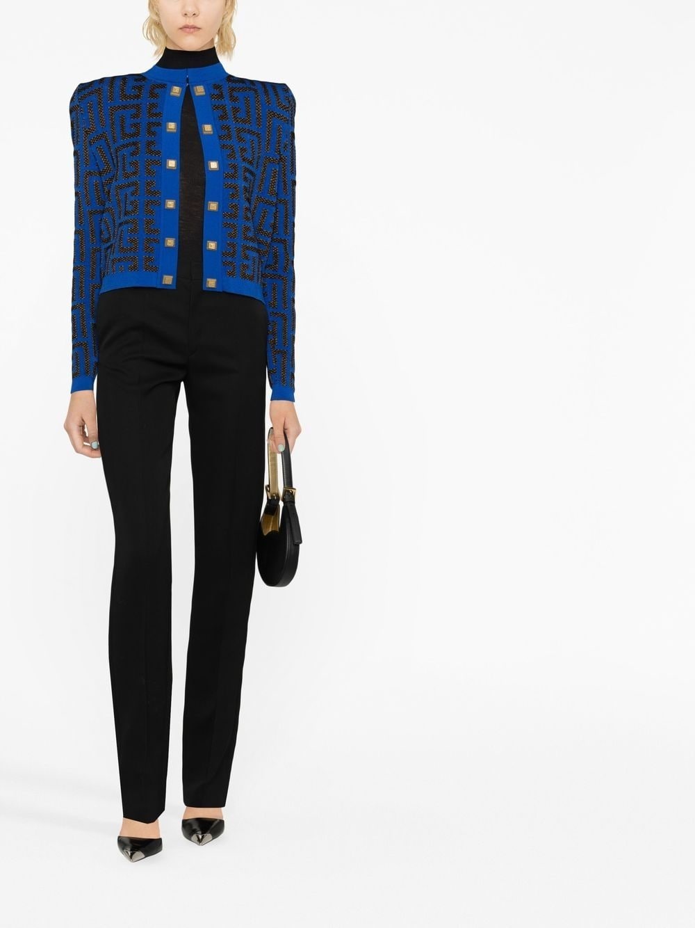 monogram jacquard cropped jacket - 2
