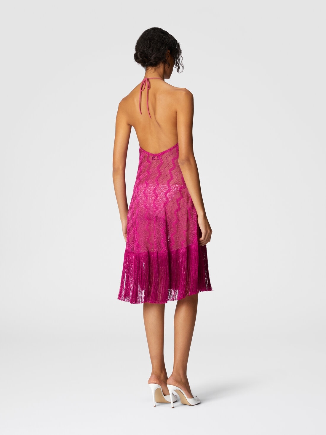 Cover-up dress in zig zag lamé viscose with fringes - 3