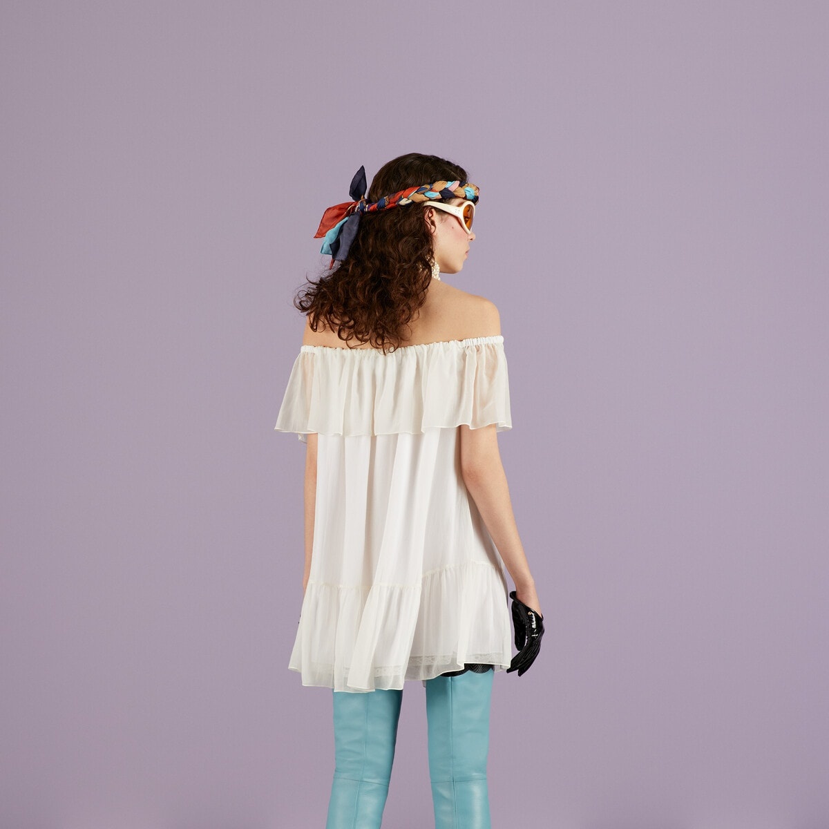 Silk cotton chiffon mini dress - 6