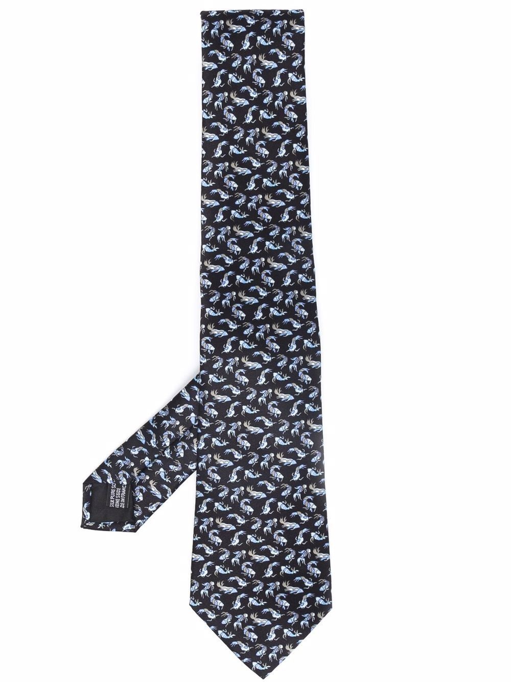 fish-print silk tie - 1