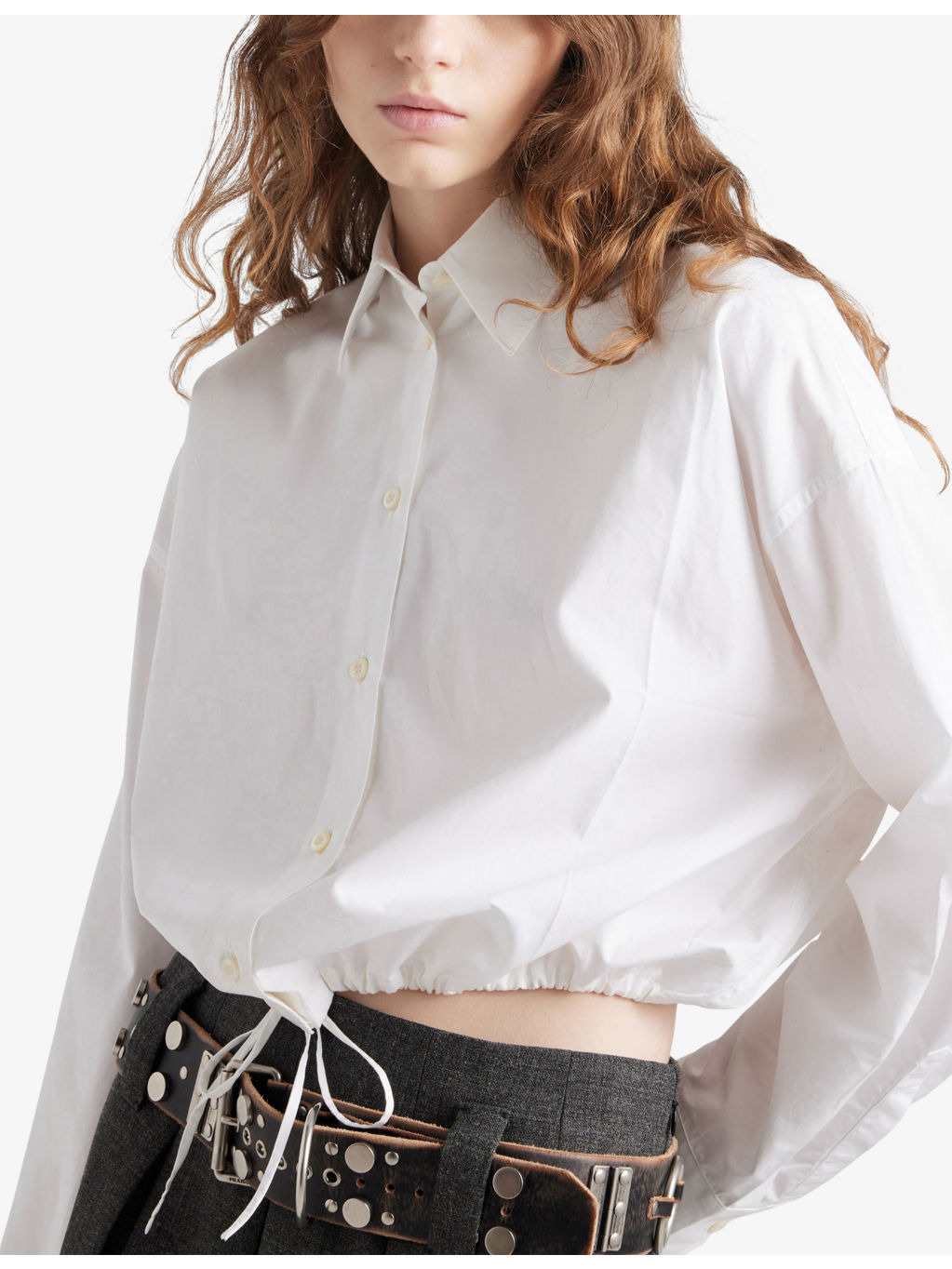 Drawstring-Hem Long-Sleeve Cotton-Poplin Shirt - 4