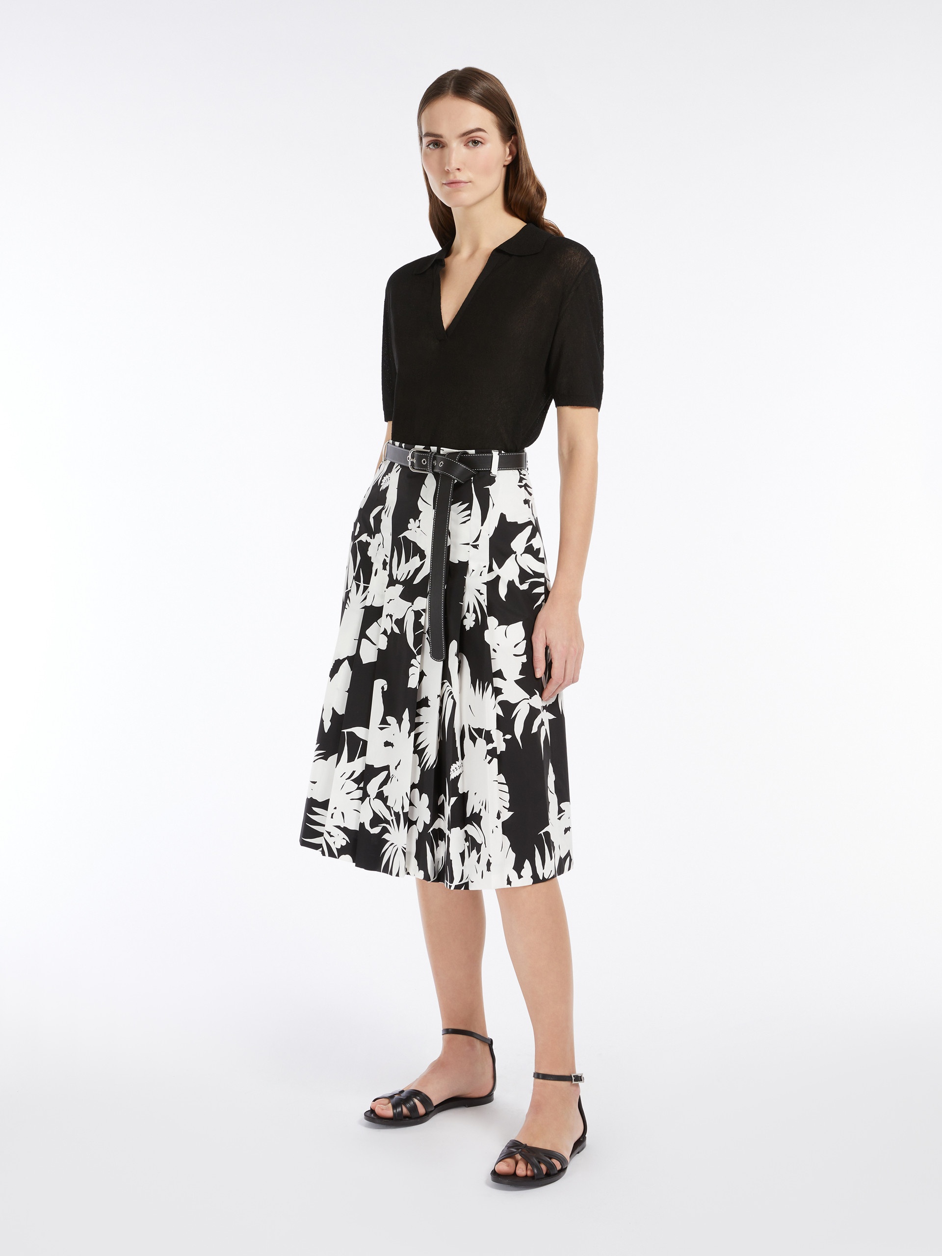 BASSANO Pleated printed poplin skirt - 2