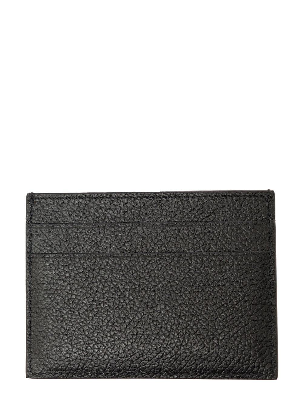 Balenciaga Men Black Card Holder With Logo Lettering On The Front In Grained Leather Man - 2