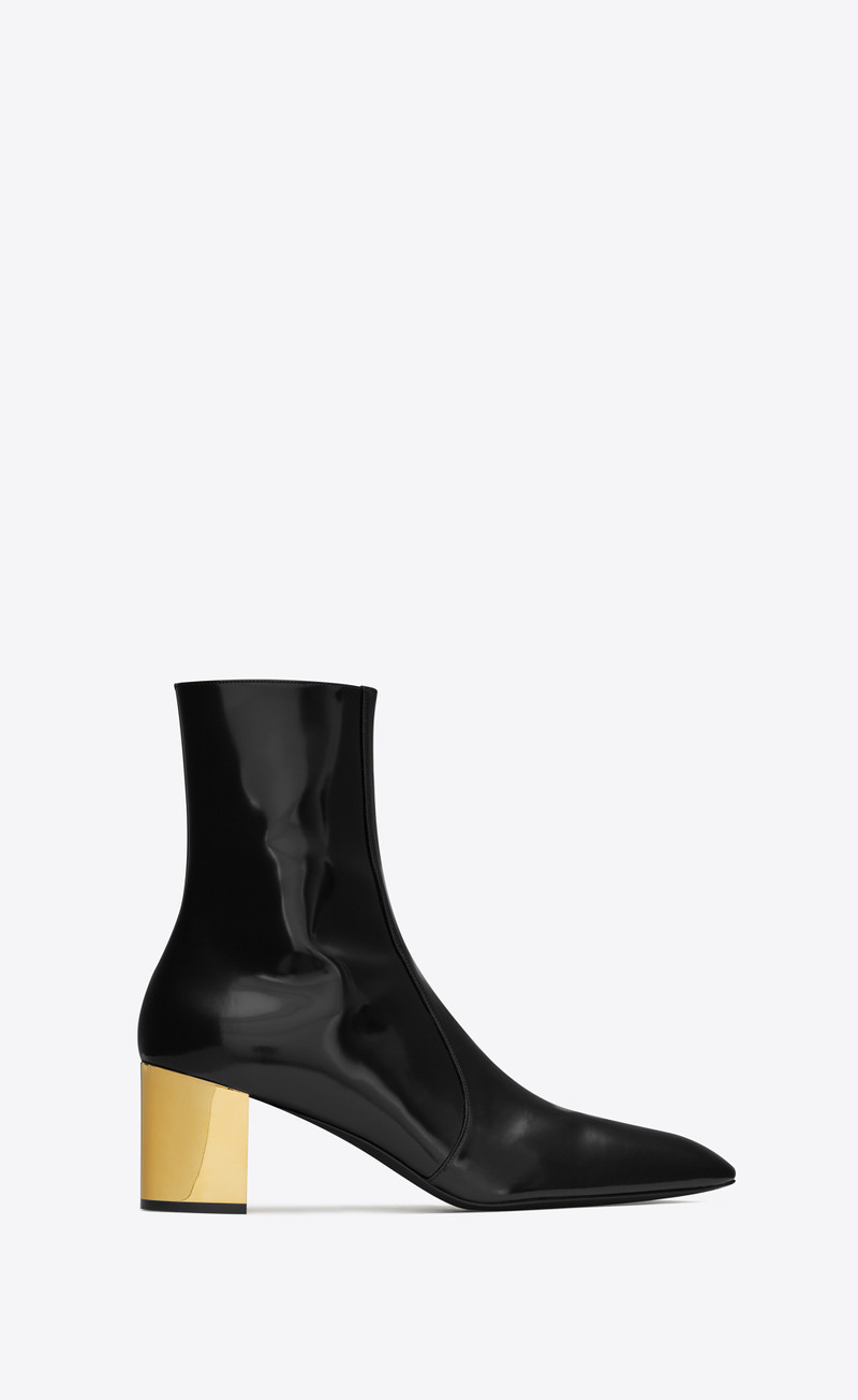 SAINT LAURENT xiv zipped boots in glazed leather | REVERSIBLE