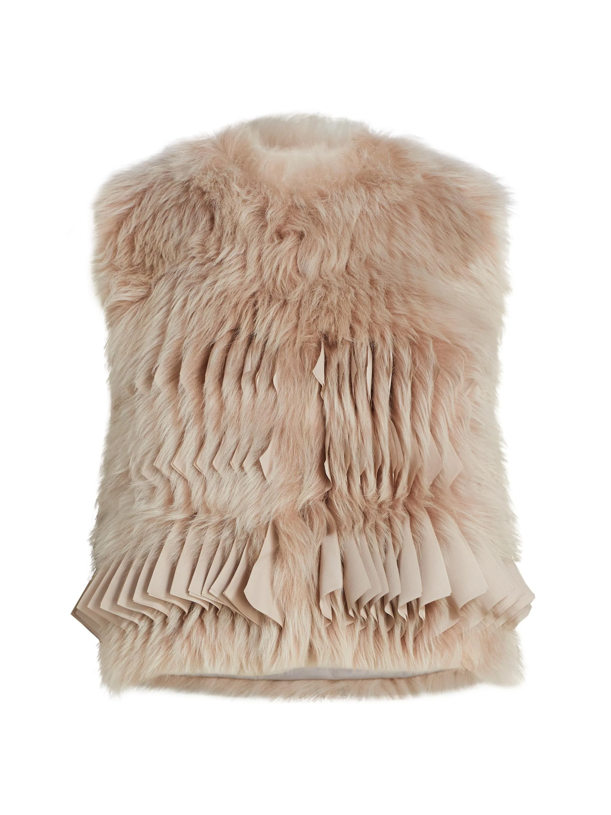 Women's Pleated & Dyed Shearling Vest - Light Walnut - 1