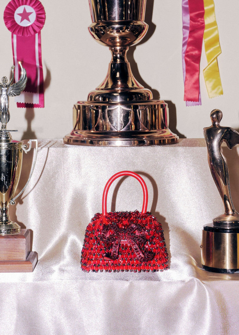 self-portrait Red Embellished Micro Bow Bag outlook