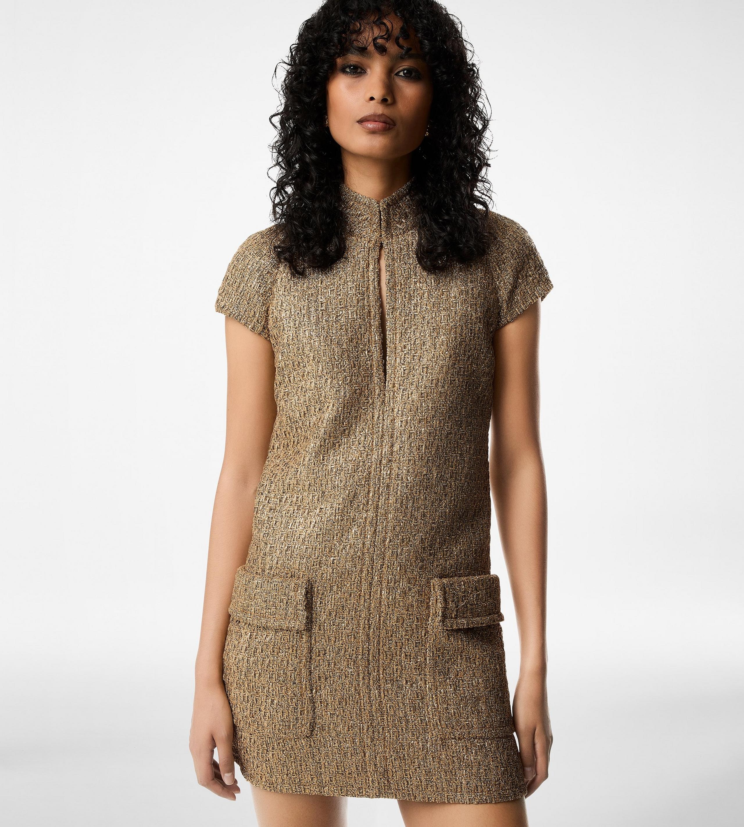 WOOL BLEND TWEED MINI COCKTAIL DRESS - 2