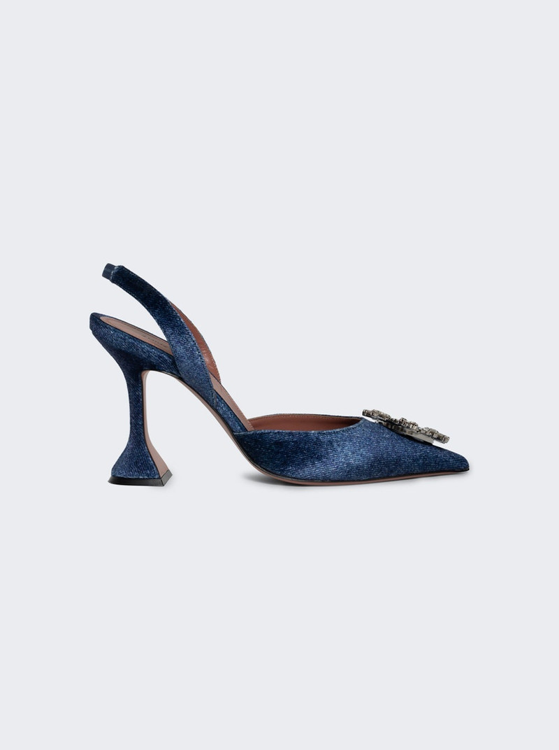 Begum Slingpback Pumps 95mm Velvet Denim 1