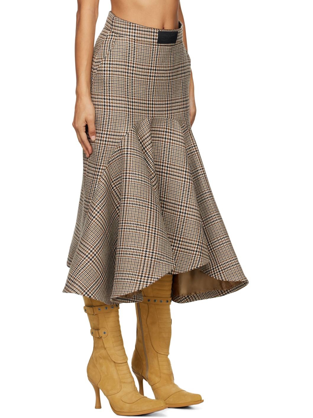 Beige Godet Midi Skirt - 2