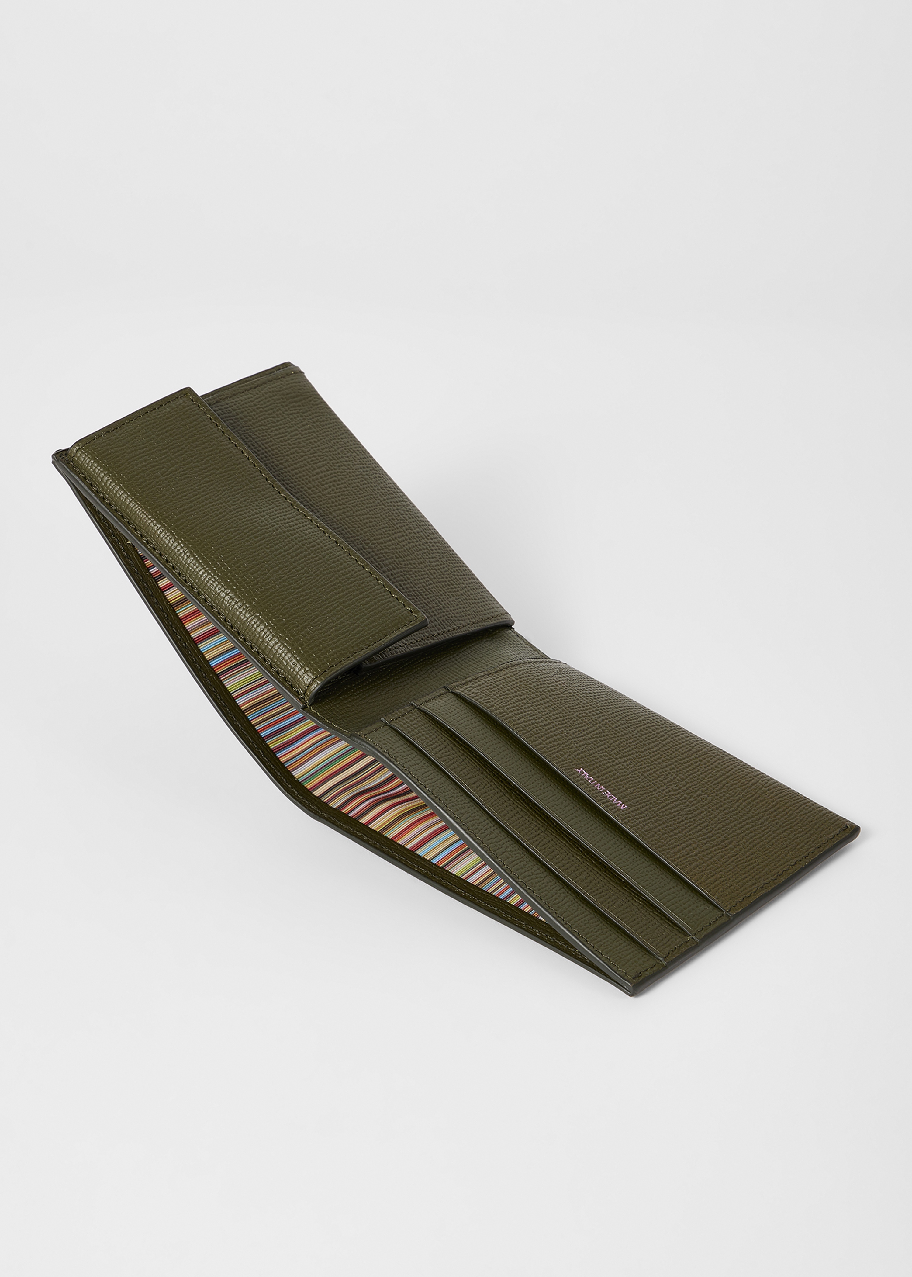 Green 'Floral Street' Grained Leather Billfold and Coin Wallet - 4