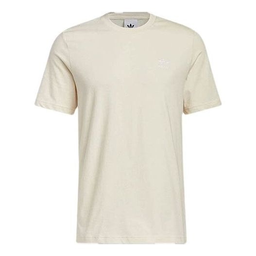 Men's adidas originals Solid Color Logo Athleisure Casual Sports Round Neck Short Sleeve Creamy Whit - 1