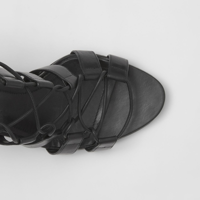 Cut-out Leather Laced Stiletto-heel Sandals 3