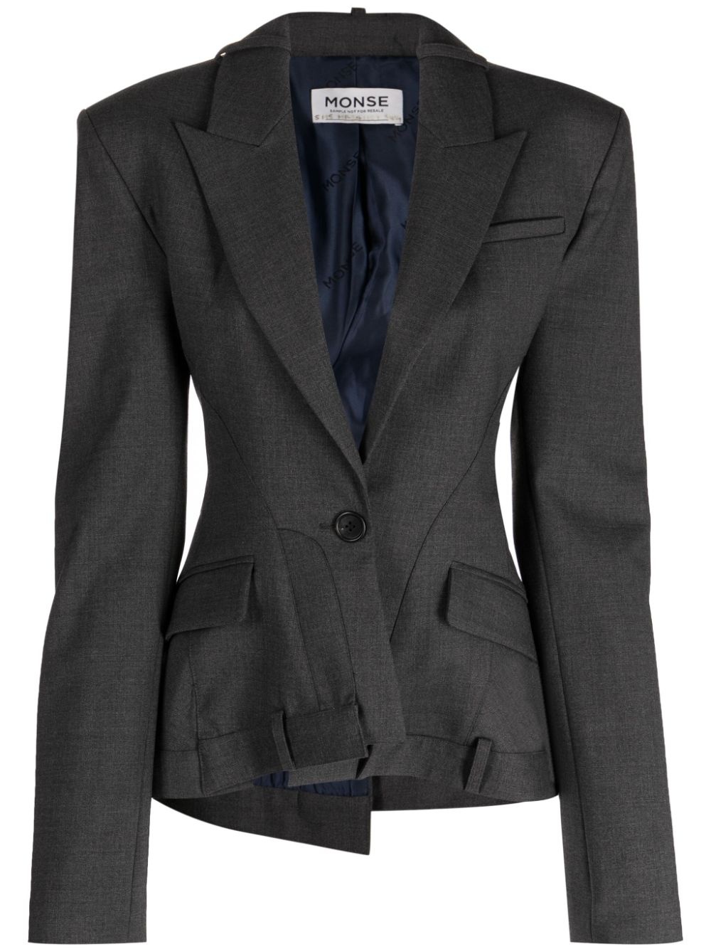 panelled wool single-breasted blazer - 1
