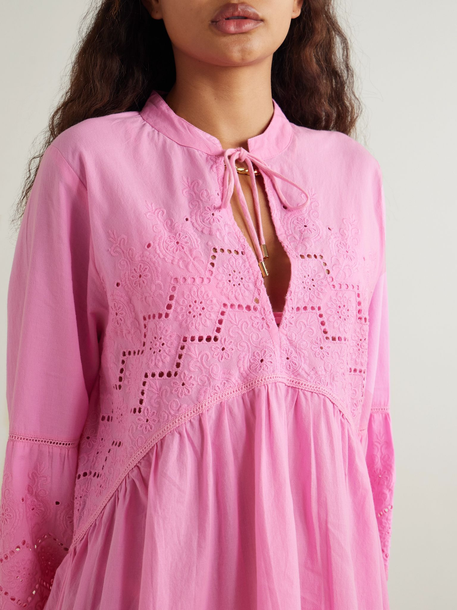 Sebenna broderie anglaise cotton kaftan Pink - 5
