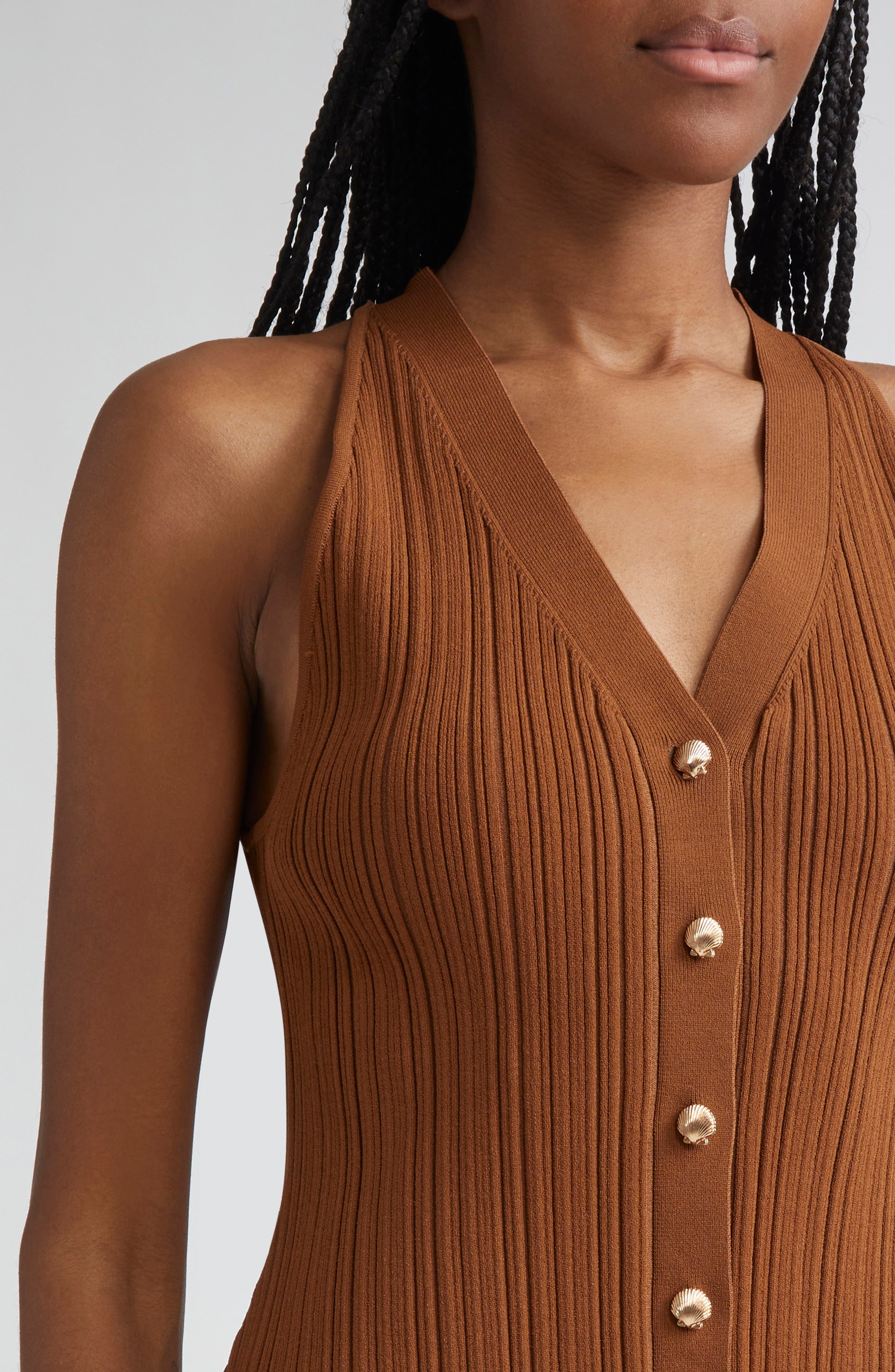 Veronica Beard Dax Variegate Rib Sweater Vest in Dark Whisky at Nordstrom - 5