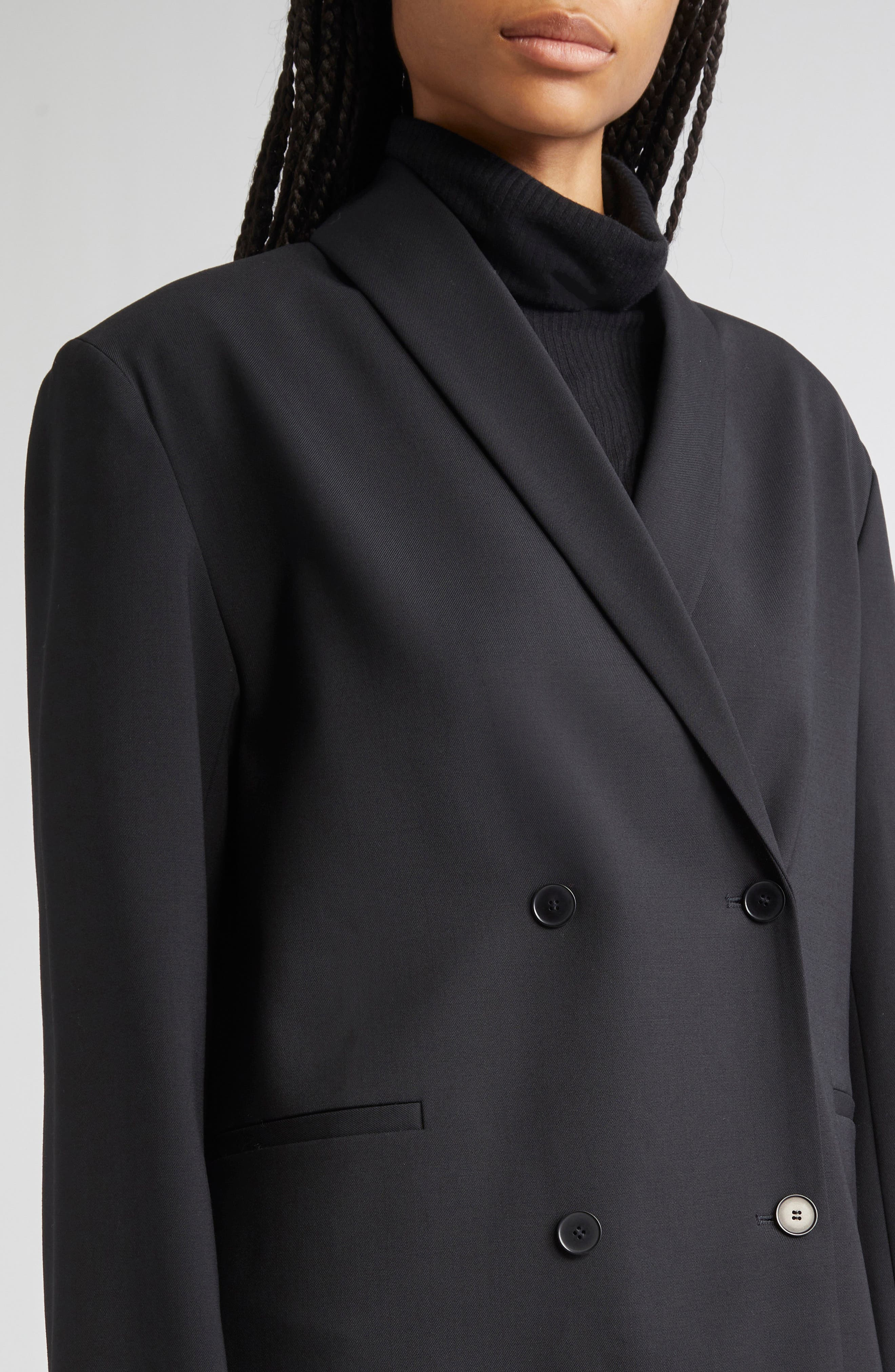 LOULOU DE SAISON Sancia Double Breasted Stretch Virgin Wool Blazer in Black at Nordstrom - 5