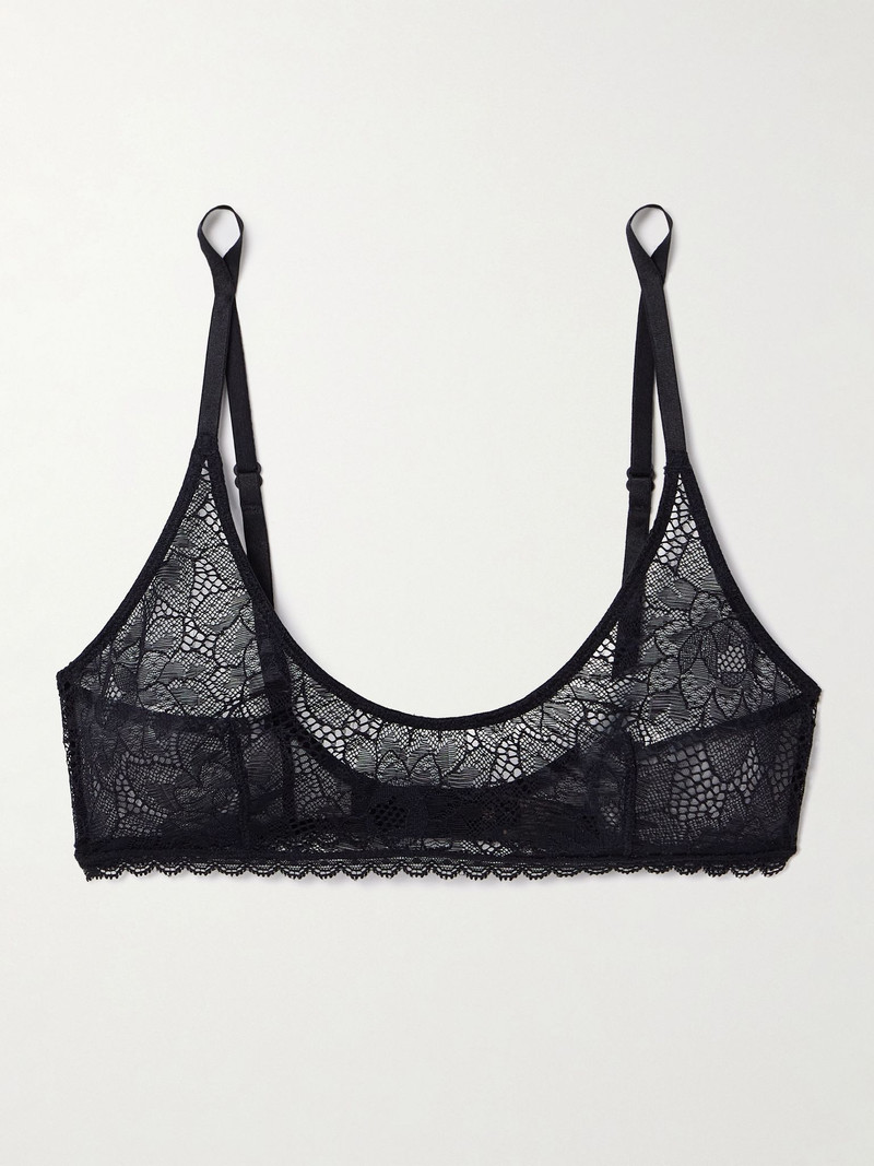 Dahlia tulle-trimmed stretch-lace soft-cup bra Black 1