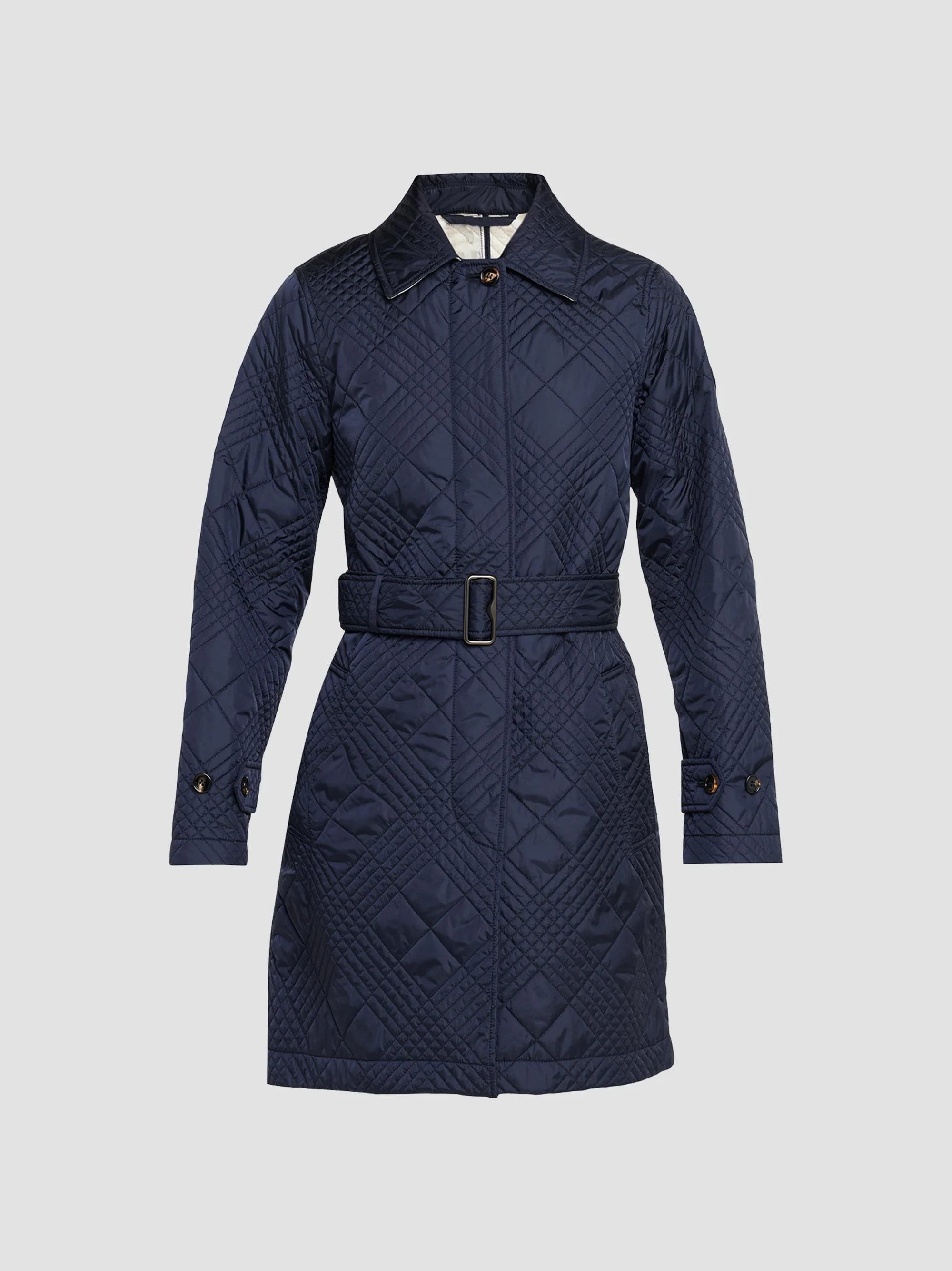 Women's Darliston Quilted Check Trench Coat - Navy - 1