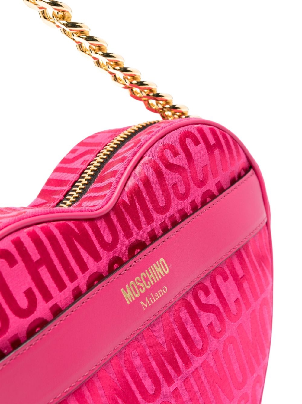 logo-jacquard heart shoulder bag - 4